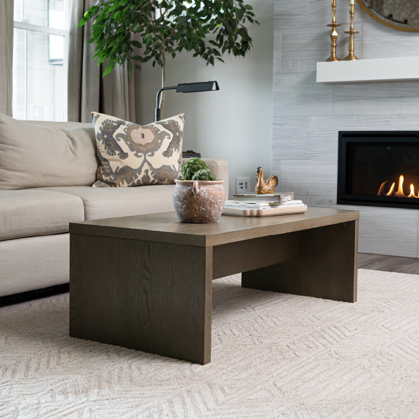 Zeno Rectangular Coffee Table in Aged Grey