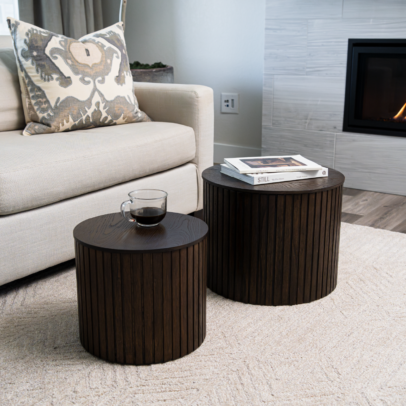 Austin Nesting Coffee Tables in Aged Brown
