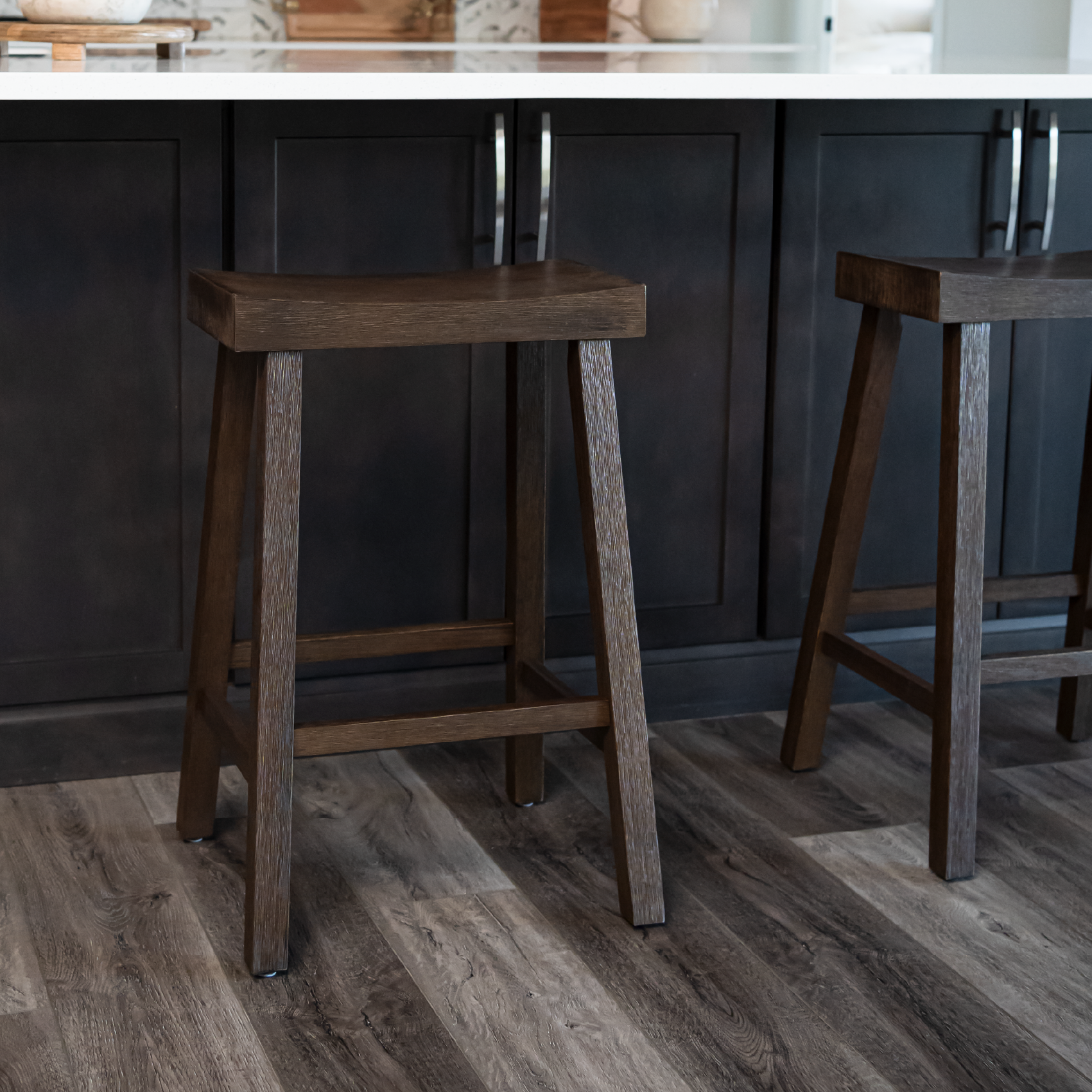 Vincent Counter Height Kitchen Stool - Antiqued Brown Finish in Stools by Maven Lane
