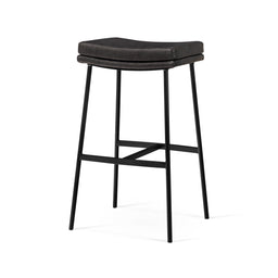 Berkley Bar Height Saddle Stool – Charcoal Faux Leather & Matte Black