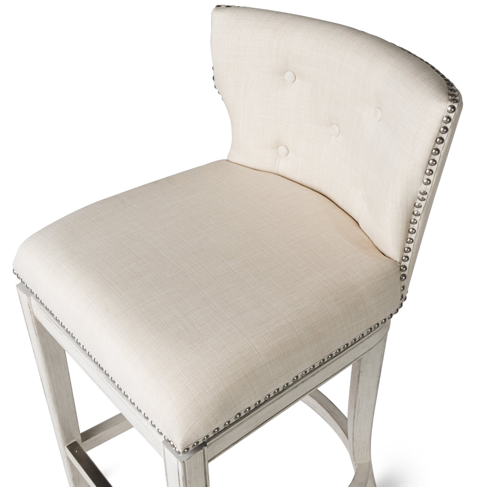 26" Hugo Counter Stool in Cream Finish and Cream Fabric Upholstery in Maven Lane by Maven Lane