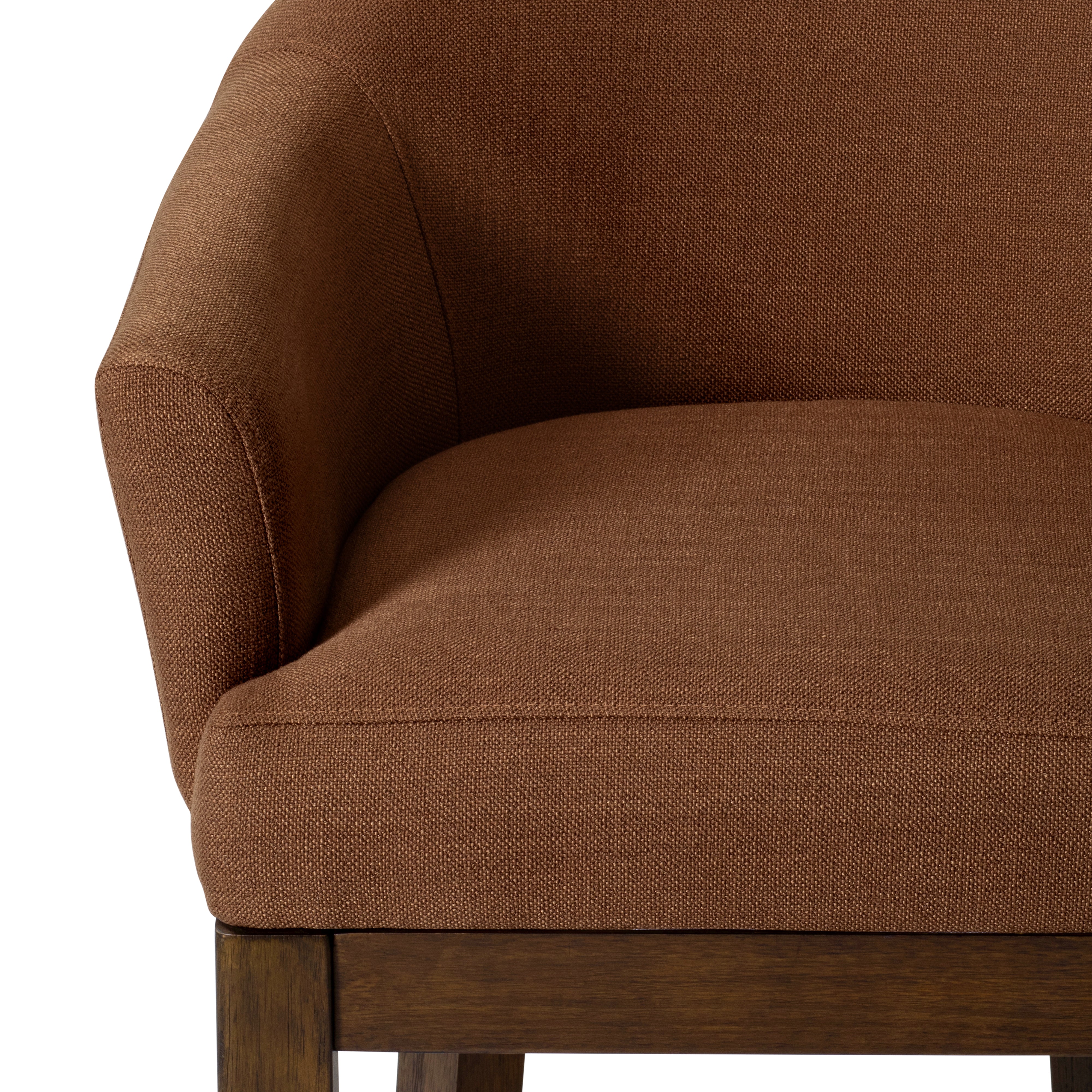 26" Isabella swivel counter height kitchen stool - aged brown finish with clay canvas fabric in Maven Lane by Maven Lane