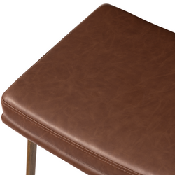 Berkley Counter Height Saddle Stool – Brown Faux Leather & Aged Gold in Maven Lane by Maven Lane