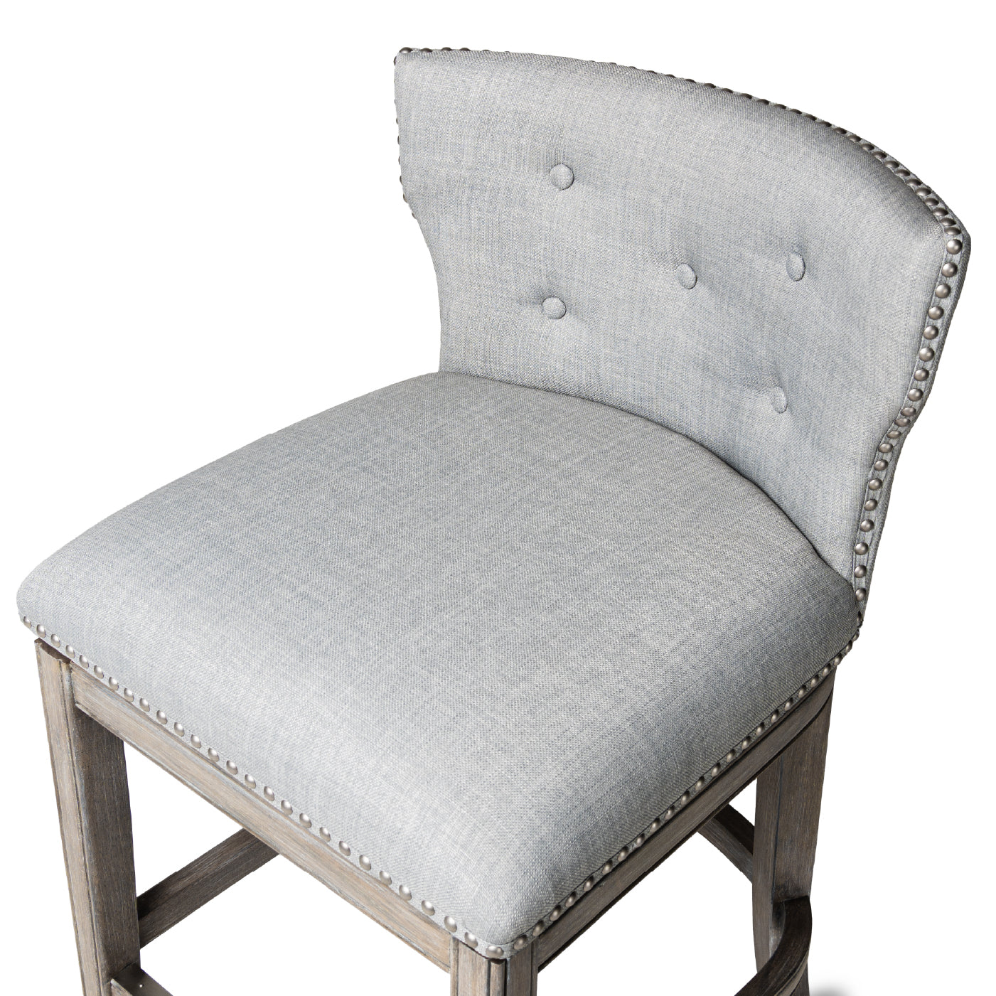 26" Hugo Counter Stool in Grey Finish with Grey Fabric Upholstery in Maven Lane by Maven Lane