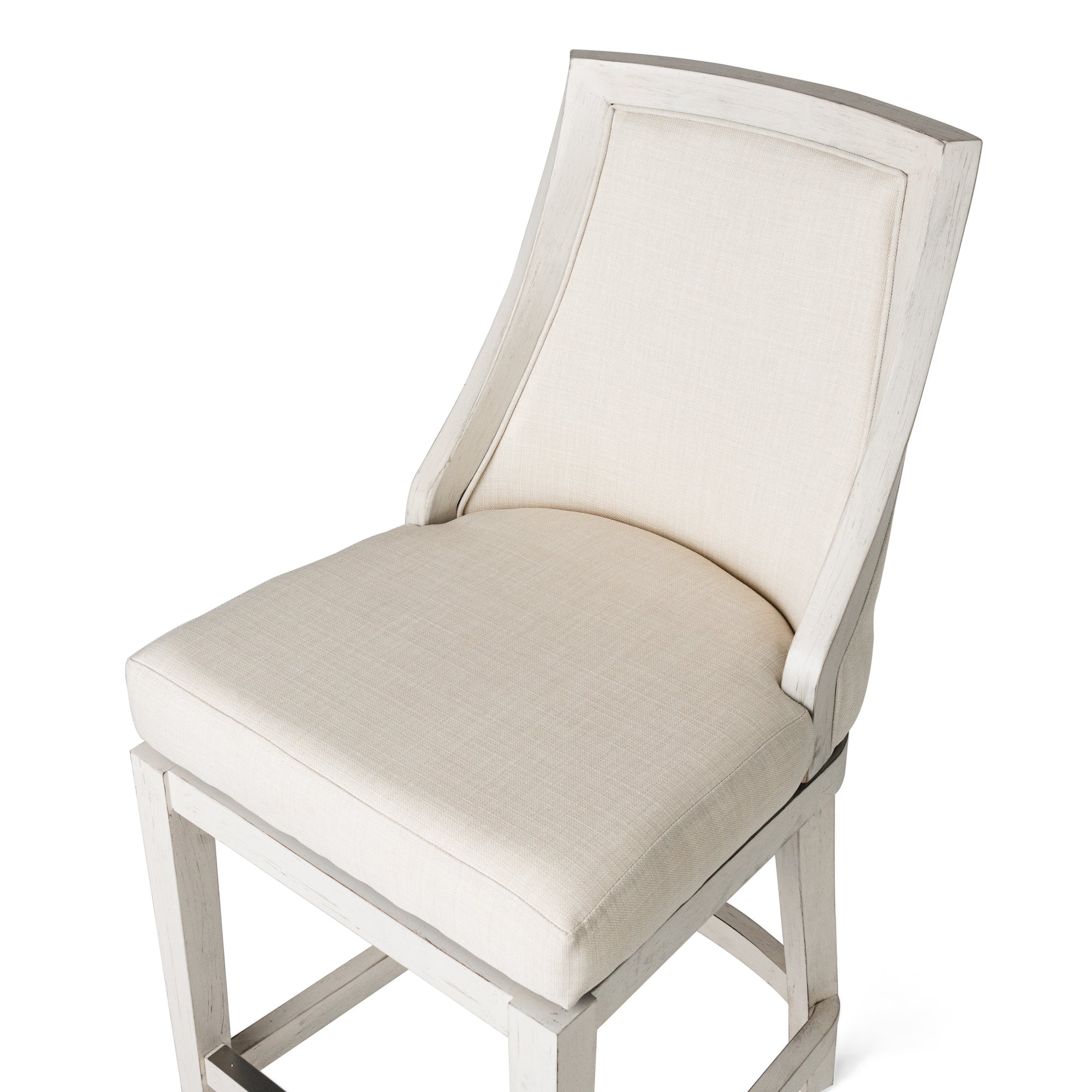 26" Vienna Swivel Counter Stool in Cream Finish with Natural Fabric in Stools by Maven Lane