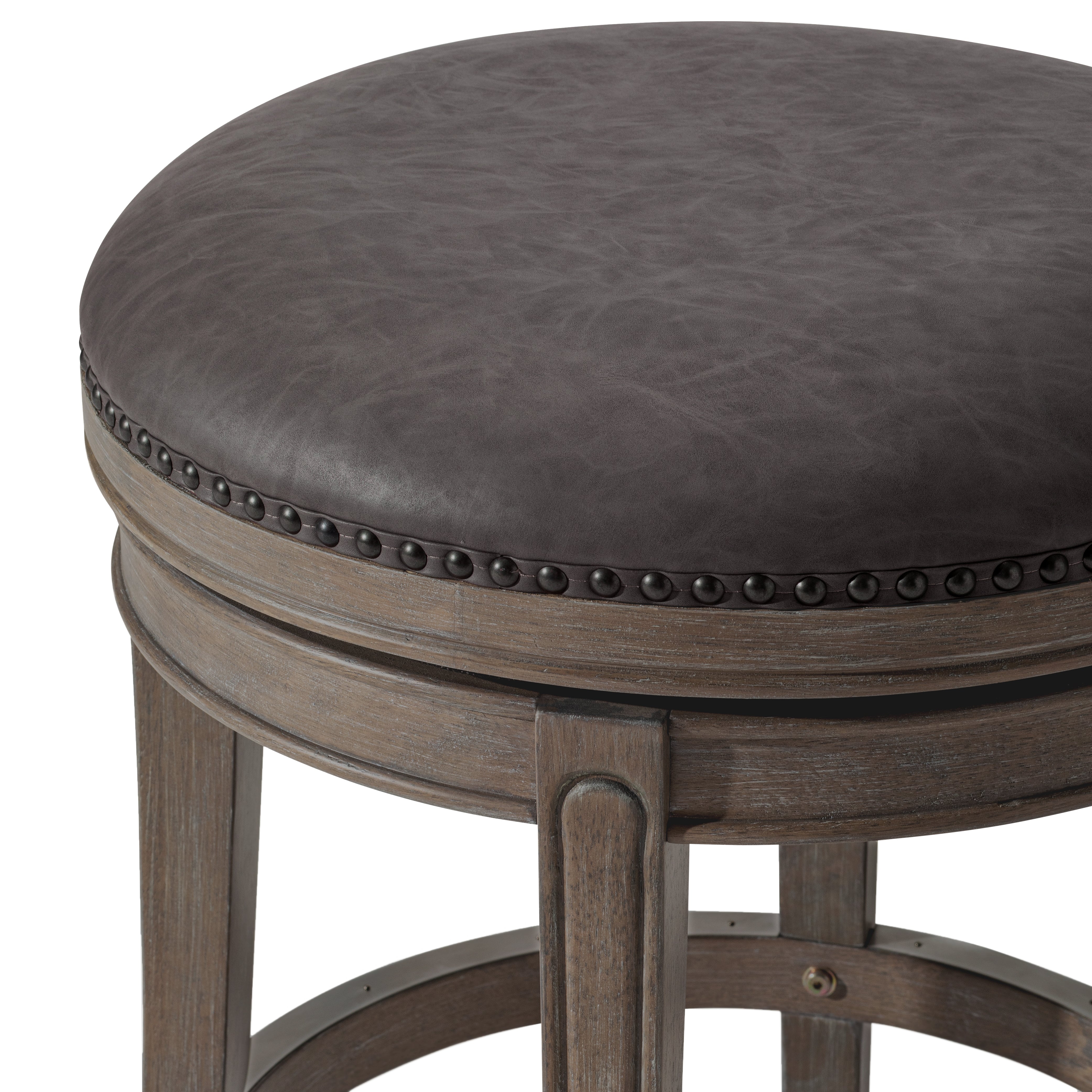 31" Alexander Backless Bar Stool in Grey Finish with Grey Faux Leather Upholstery in Stools by Maven Lane