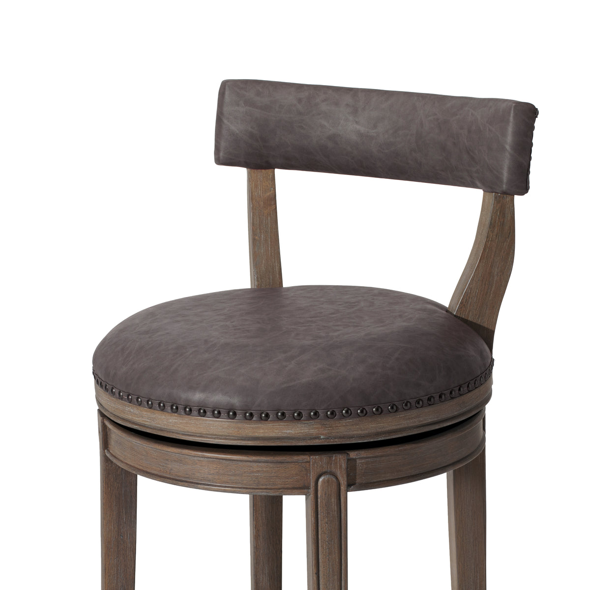 Alexander Counter Stool in Grey Finish with Grey Faux Leather Upholstery in Stools by Maven Lane