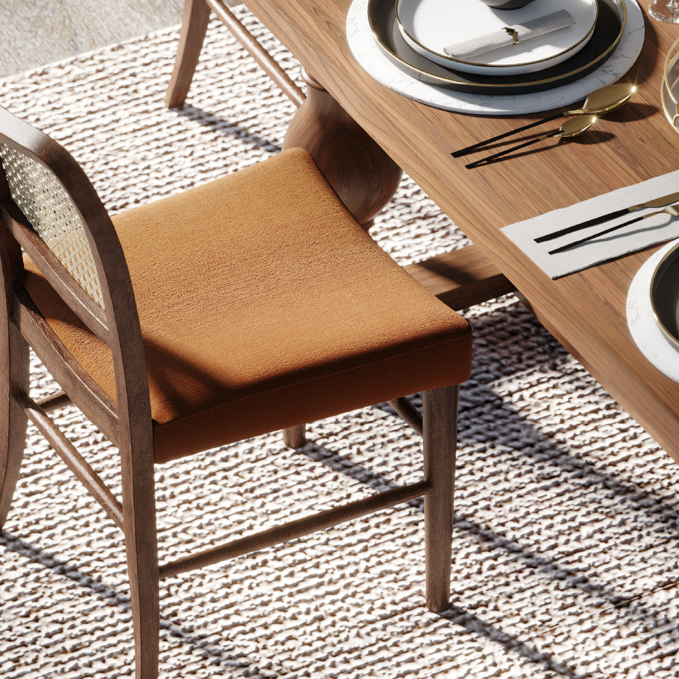 Vera Dining Chair in Aged Brown with Clay Canvas Fabric, Set of 2 in Dining Chair by Maven Lane