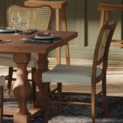 Vera Dining Chair in Natural Finish with Beige Linen Fabric, Set of 2 in Dining Chair by Maven Lane