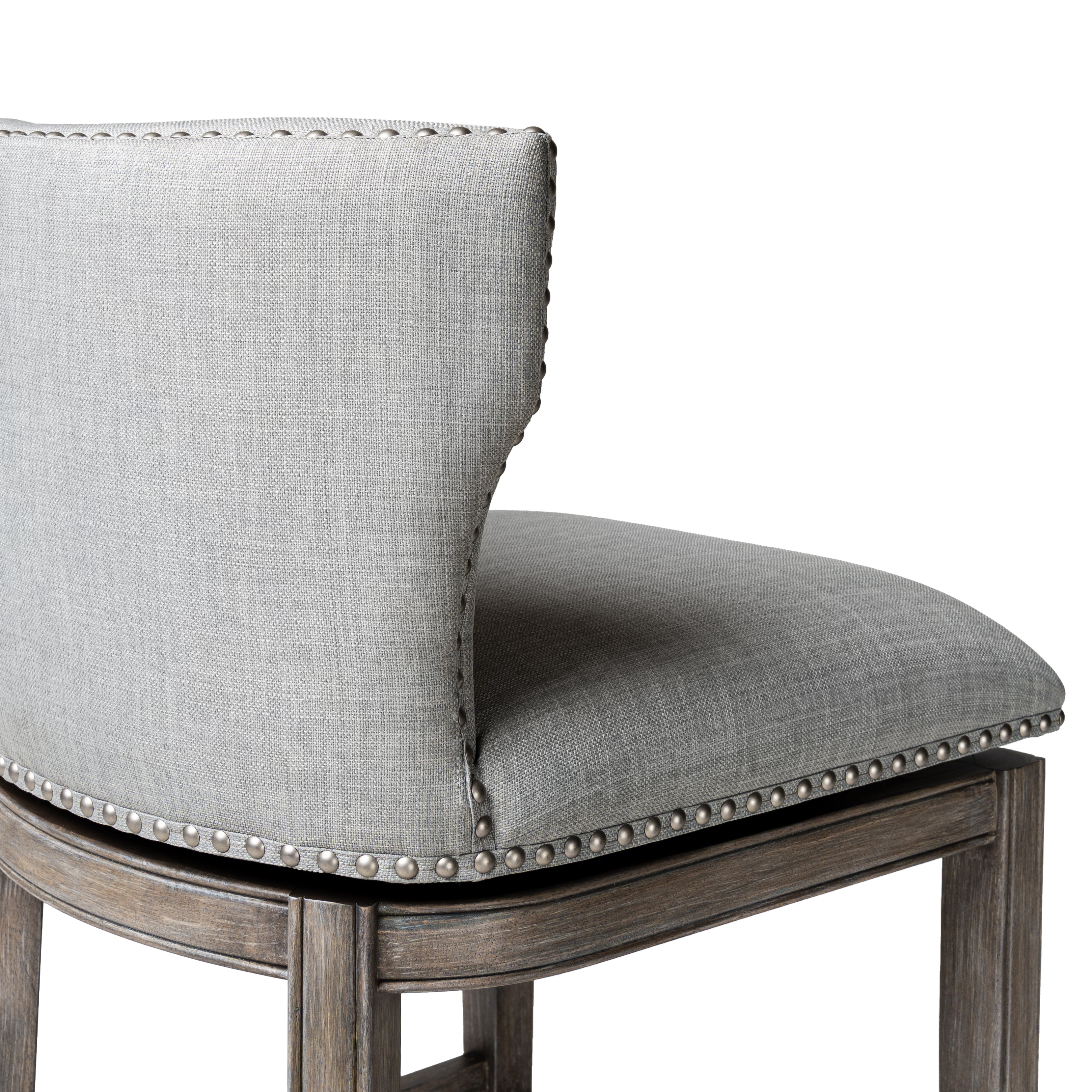31" Hugo Bar Stool in Grey Finish with Grey Fabric Upholstery in Maven Lane by Maven Lane