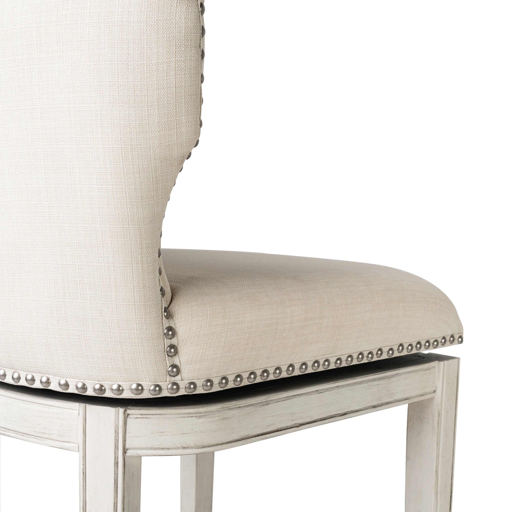 31" Hugo Bar Stool in Cream Finish and Cream Fabric Upholstery in Maven Lane by Maven Lane