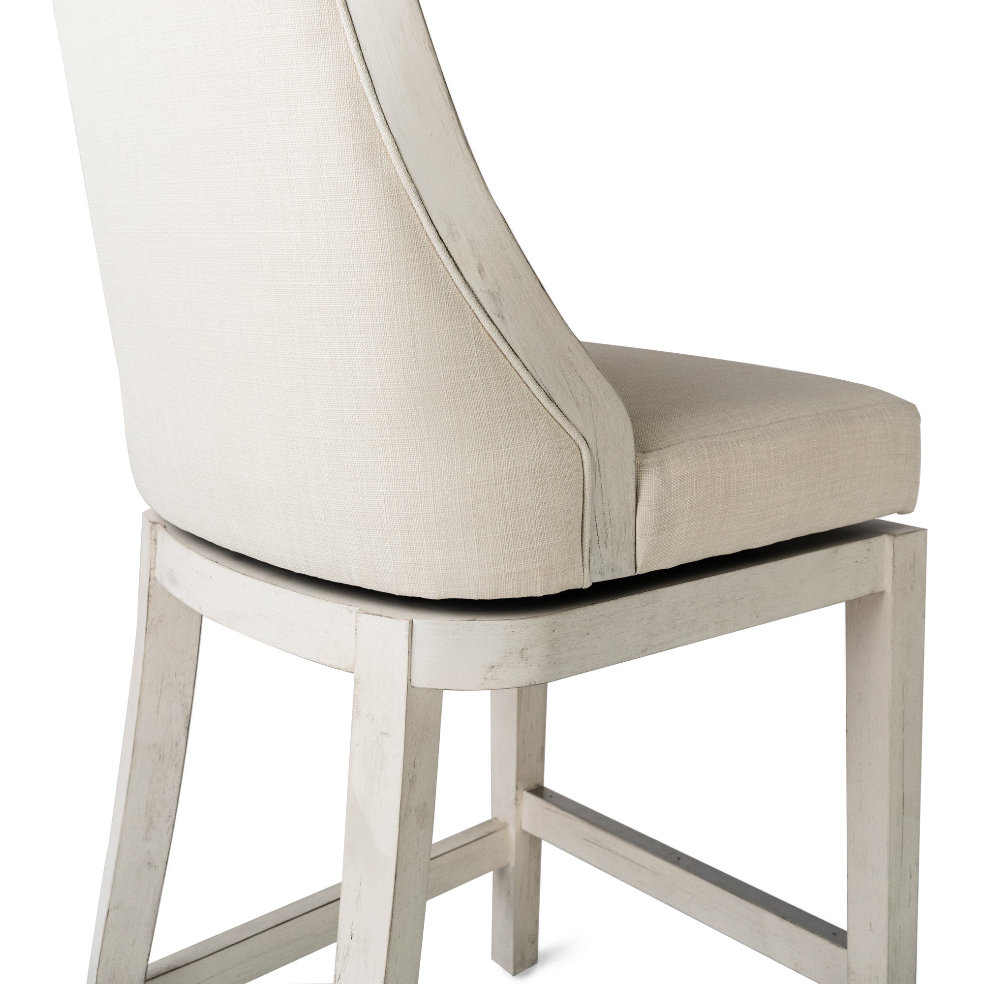 31" Vienna Swivel Bar Stool in Cream Finish with Natural Fabric in Stools by Maven Lane