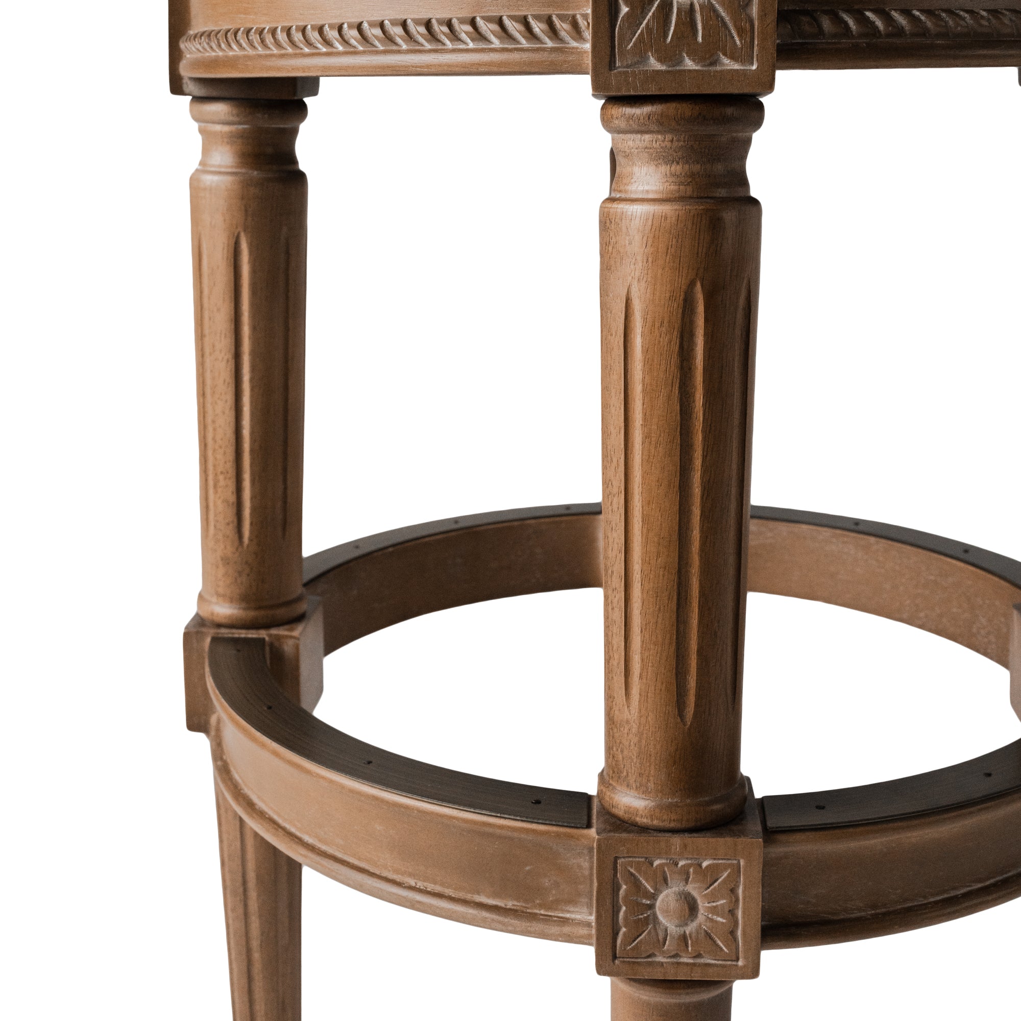 31" Pullman Backless Bar Stool in Light Brown Finish with Natural Fabric in Stools by Maven Lane