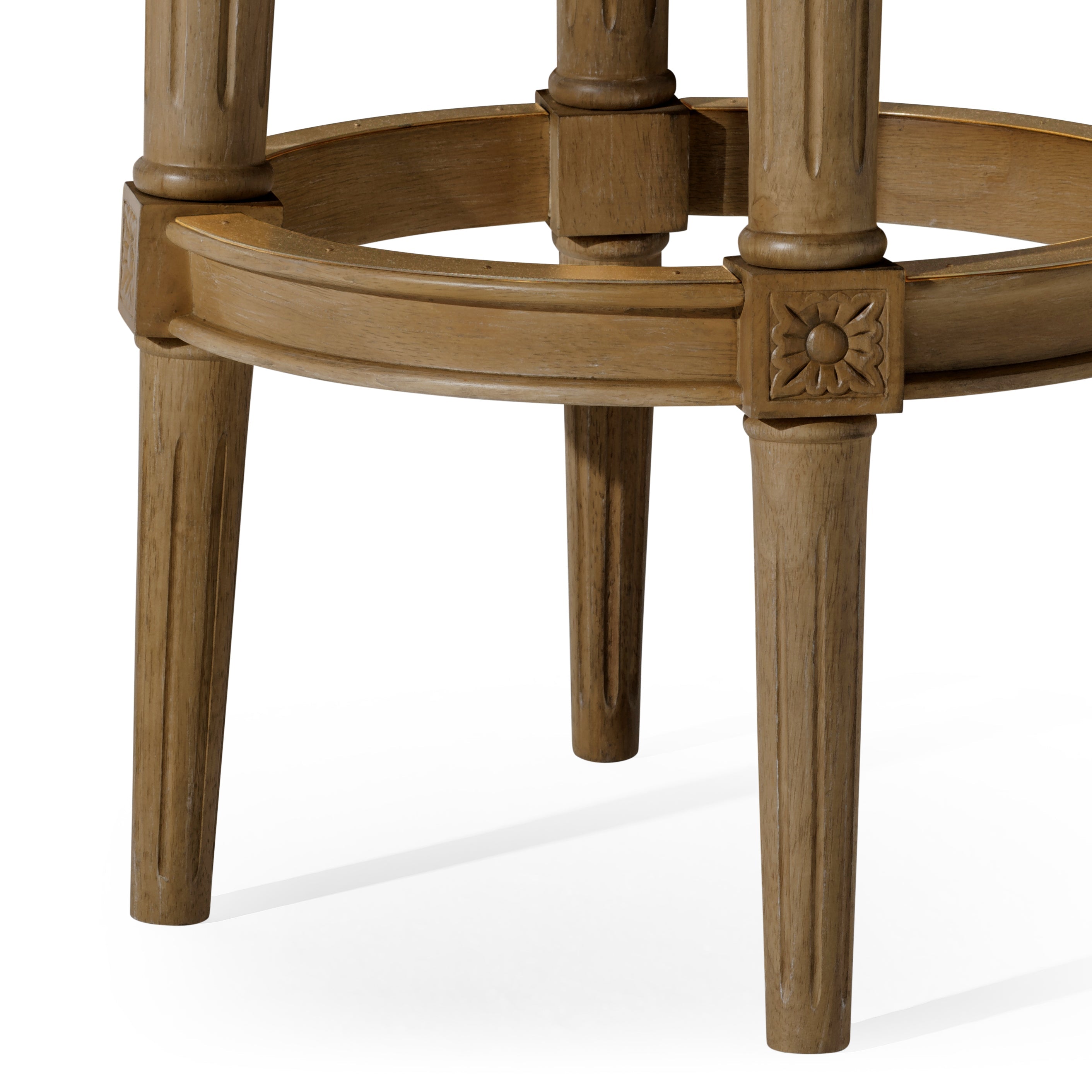 31" Pullman Backless Bar Stool in Light Brown Finish with Beige Faux Leather in Stools by Maven Lane