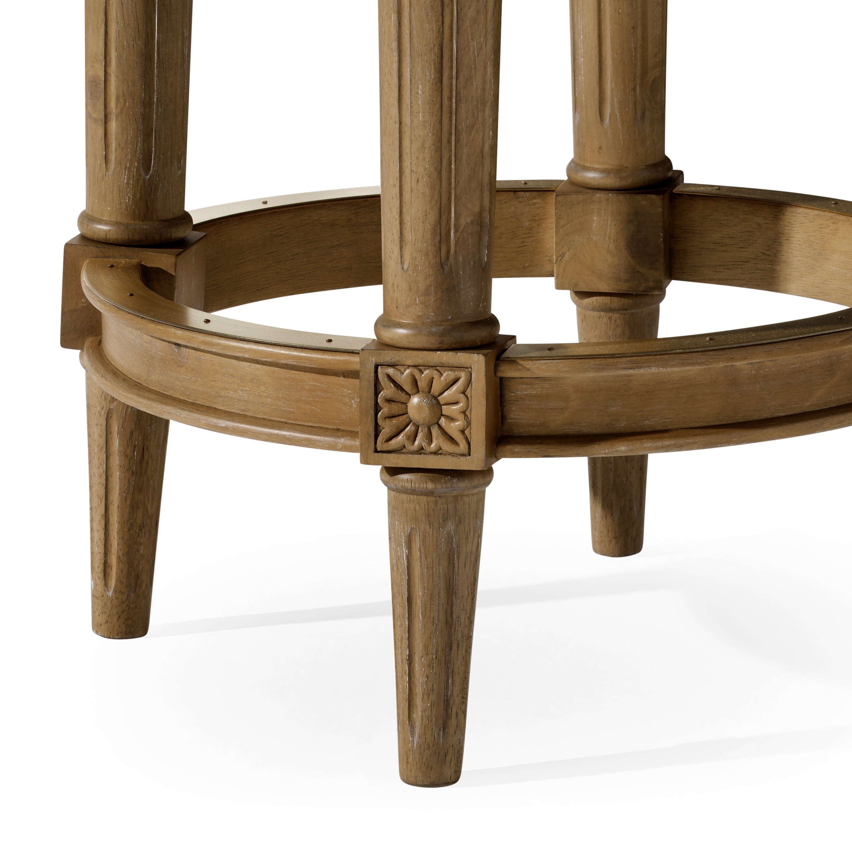 Pullman Backless Swivel Counter Height Kitchen Stool - Weathered Oak Finish with Avanti Bone Vegan Leather in Stools by Maven Lane