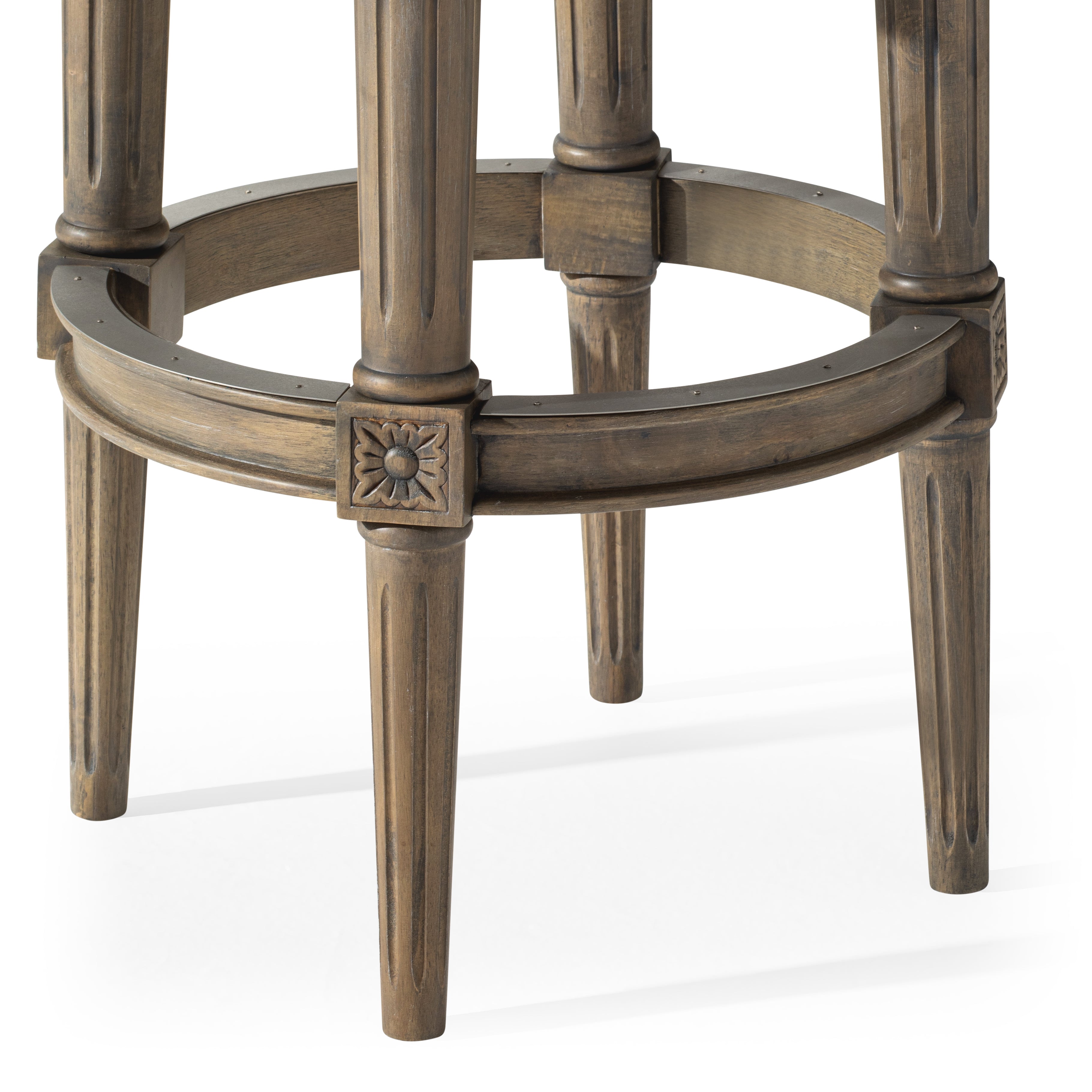 31" Pullman Backless Bar Stool in Reclaimed Oak Finish with Ronan Stone Vegan Leather in Stools by Maven Lane