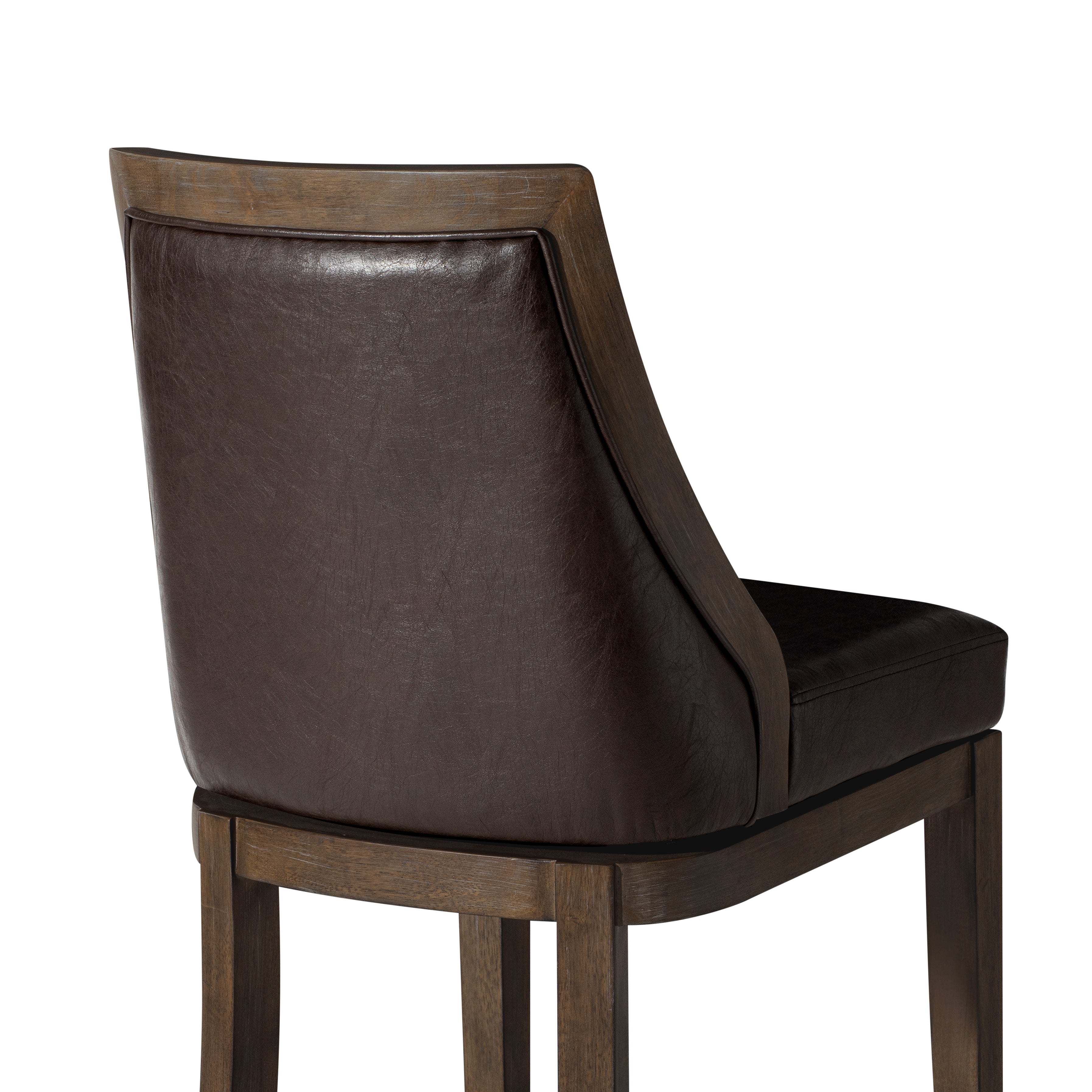 31" Vienna Swivel Bar Stool in Brown Finish with Brown Faux Leather (Set of 4) in Stools by Maven Lane