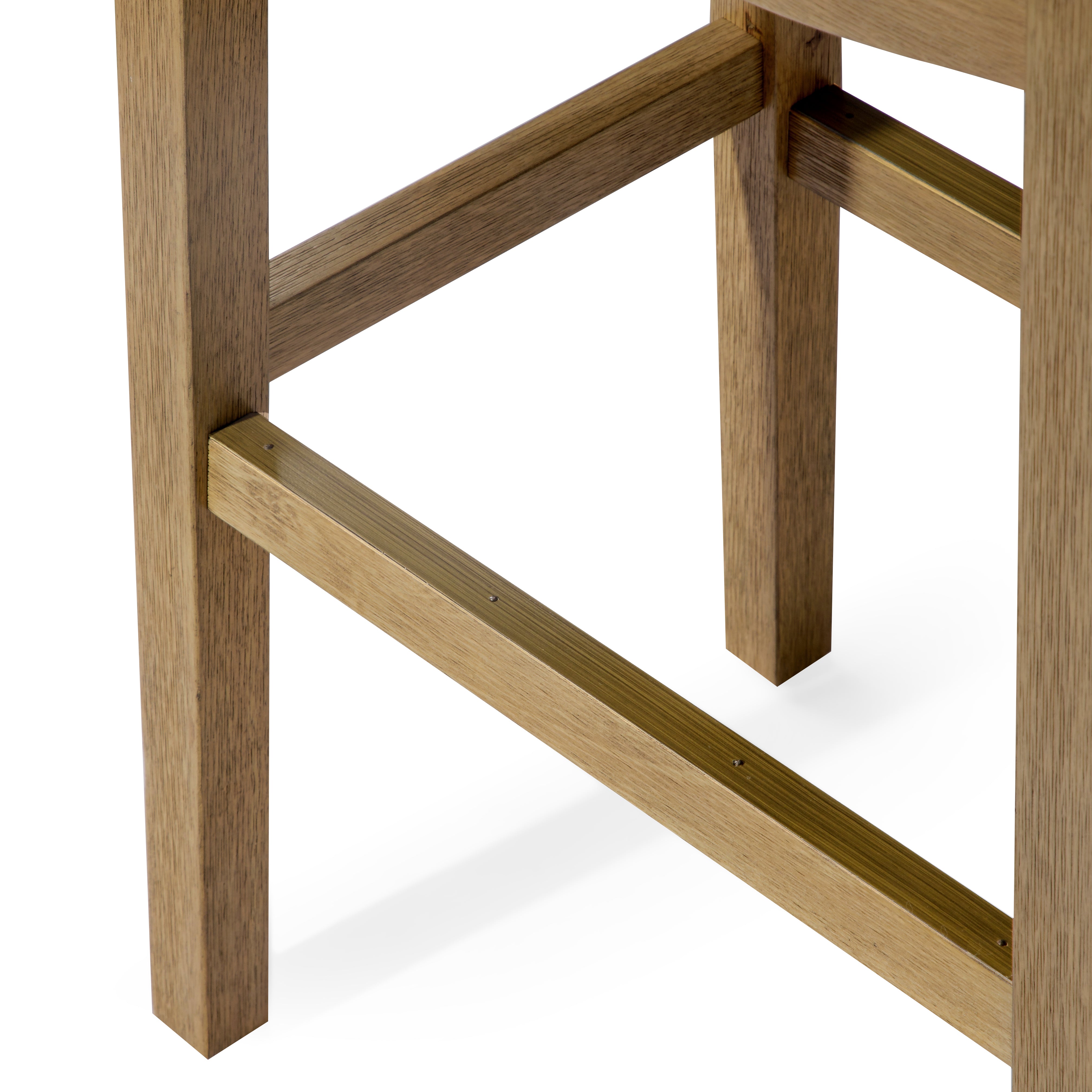 Alex Bar Stool In Aged Natural Finish With Wheat Fabric Upholstery in Stools by Maven Lane