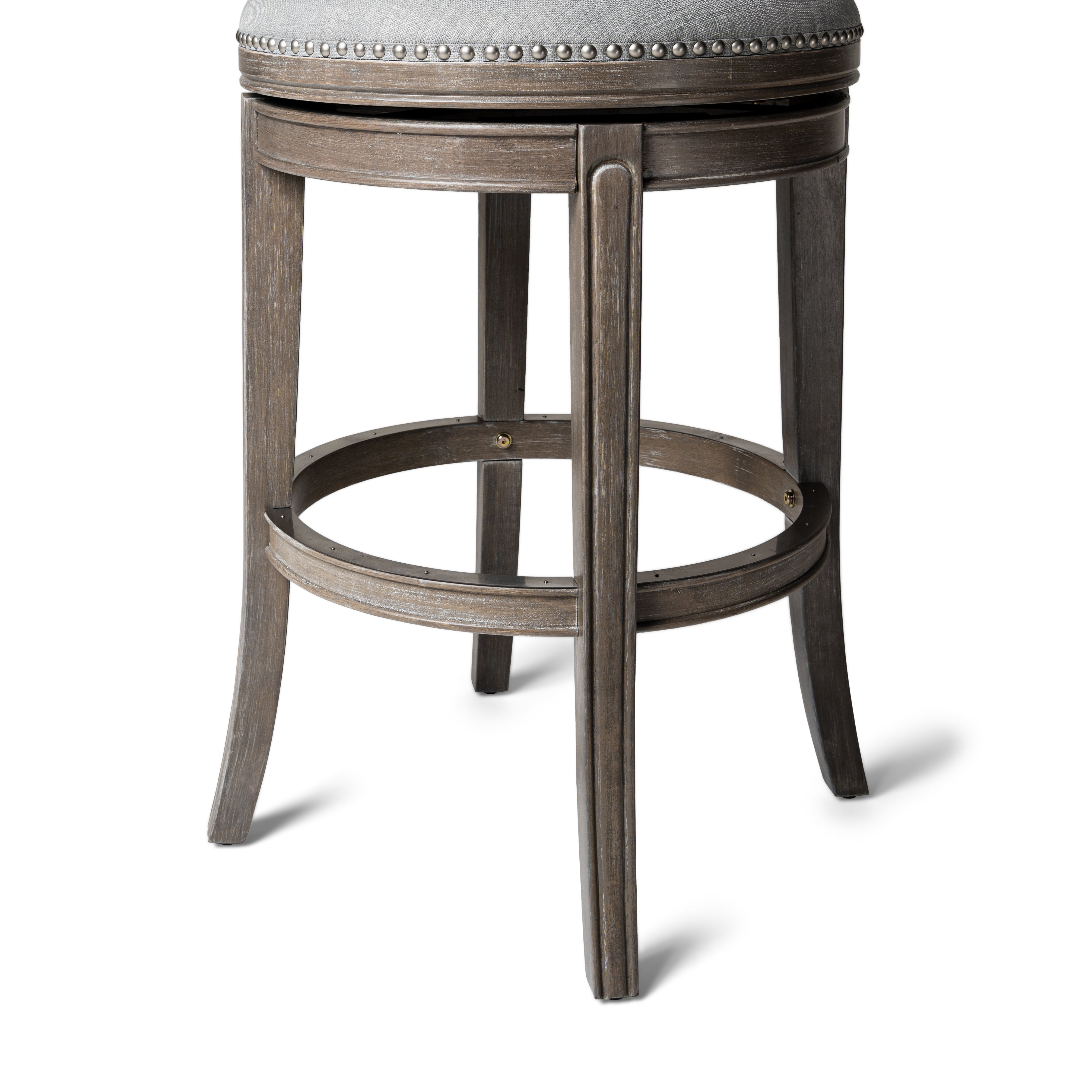 31" Alexander Backless Bar Stool in Grey Finish with Grey Fabric Upholstery in Stools by Maven Lane