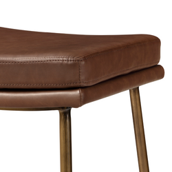 Berkley Counter Height Saddle Stool – Brown Faux Leather & Aged Gold in Maven Lane by Maven Lane