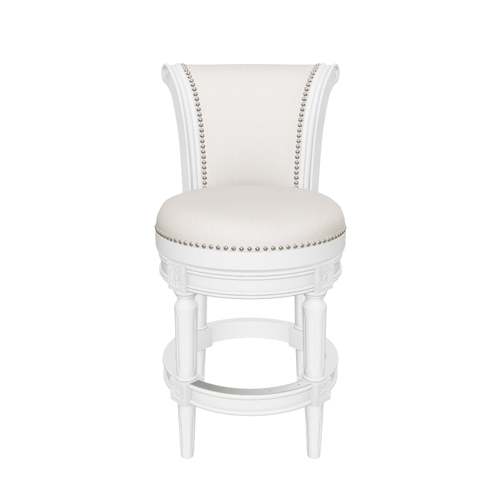 26" Pullman Counter Stool in Alabaster White Finish with Cream Fabric Upholstery