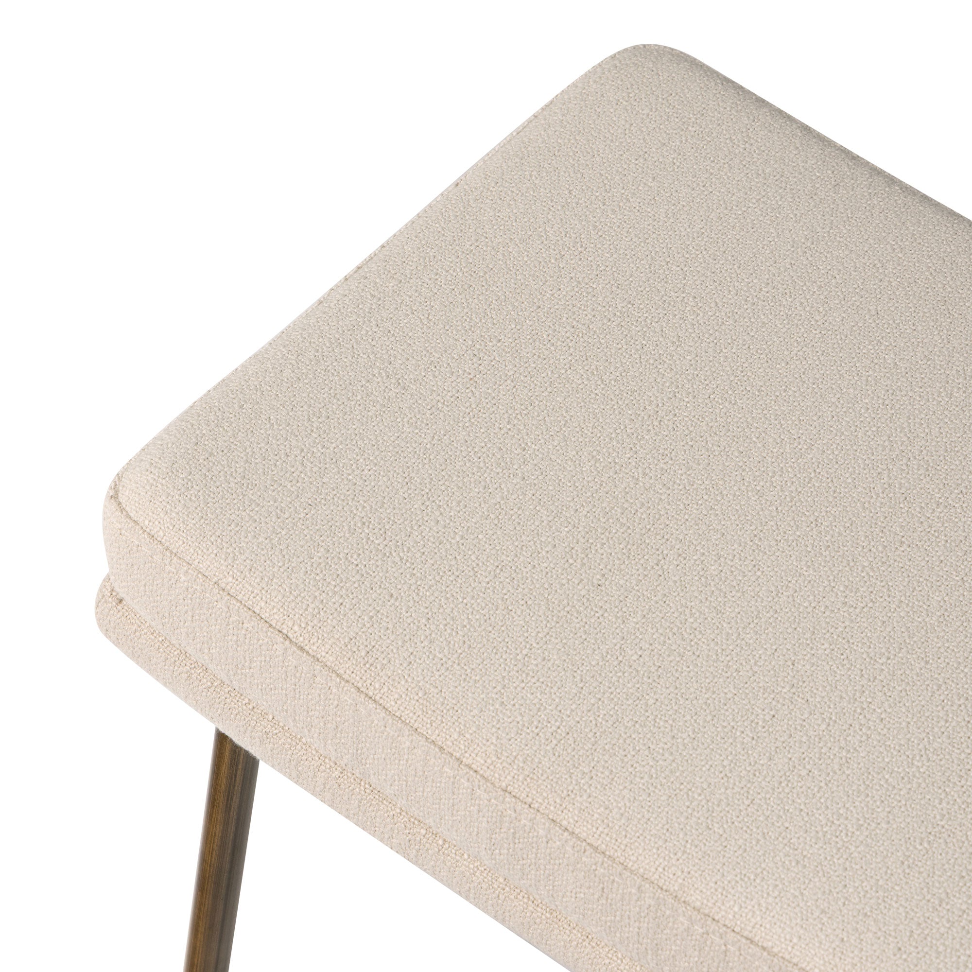 Berkley Counter Height Saddle Stool – Beige Fabric & Aged Gold in Maven Lane by Maven Lane