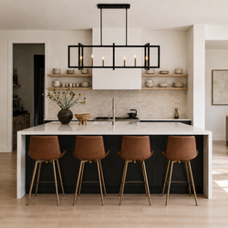 Victor Counter Stool in Aged Gold Finish with Brown Faux Leather in Stools by Maven Lane