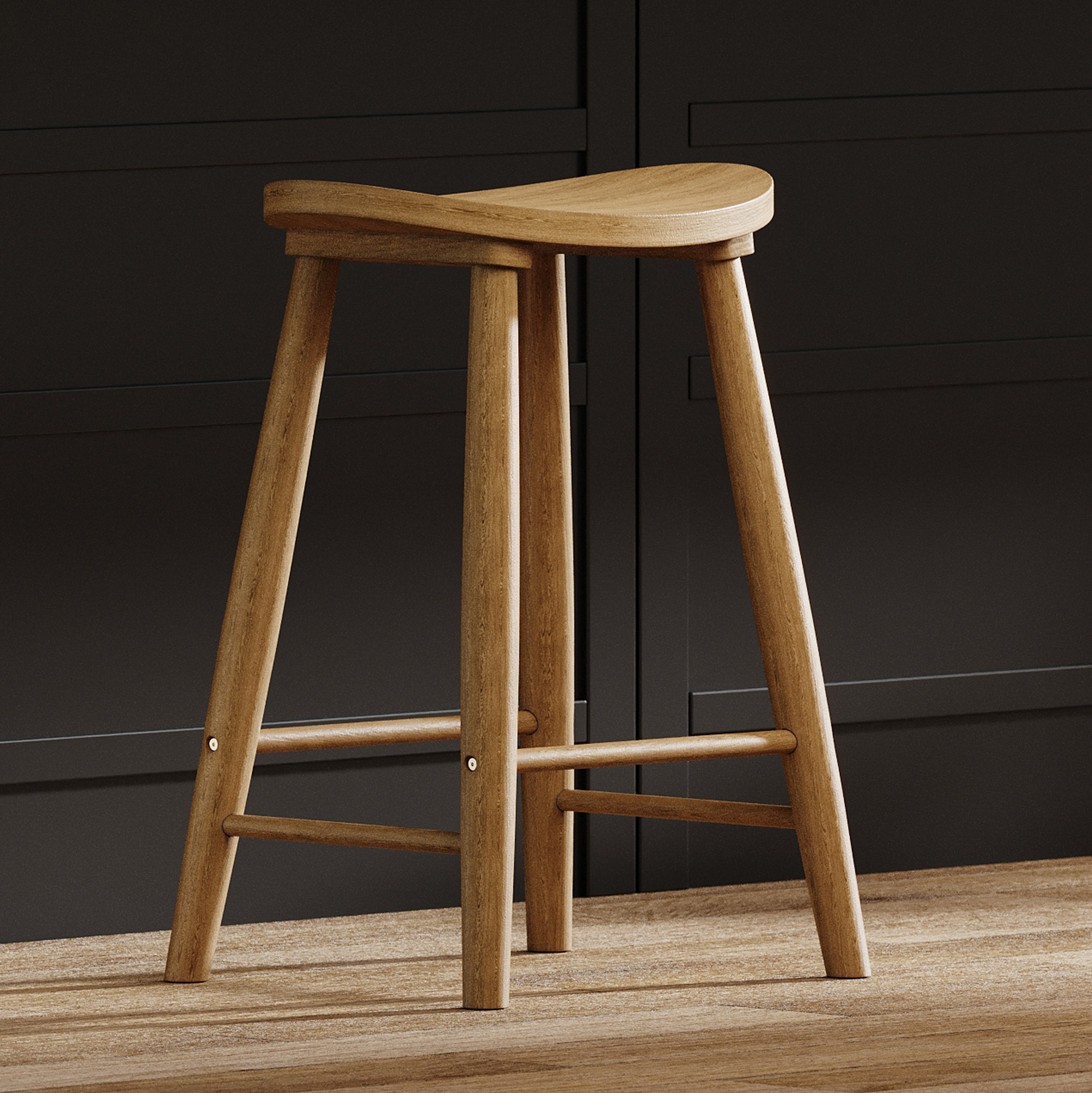 Luna Counter Stool in Rustic Natural Wood Finish in Stools by Maven Lane