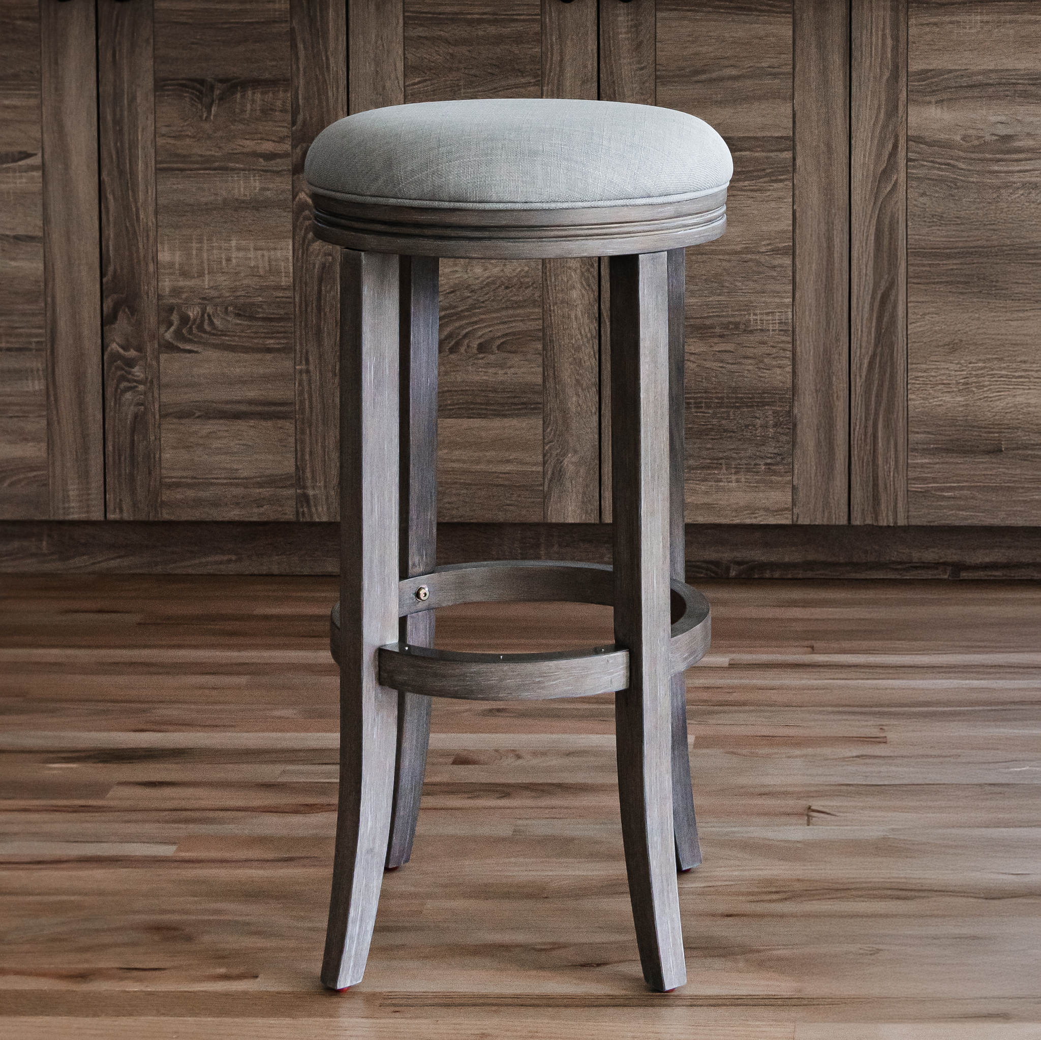 Eva Bar Stool with Grey Finish and Grey Fabric in Stools by Maven Lane