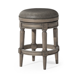 Pullman Backless Counter Stool in Grey Finish with Grey Faux Leather in Stools by Maven Lane