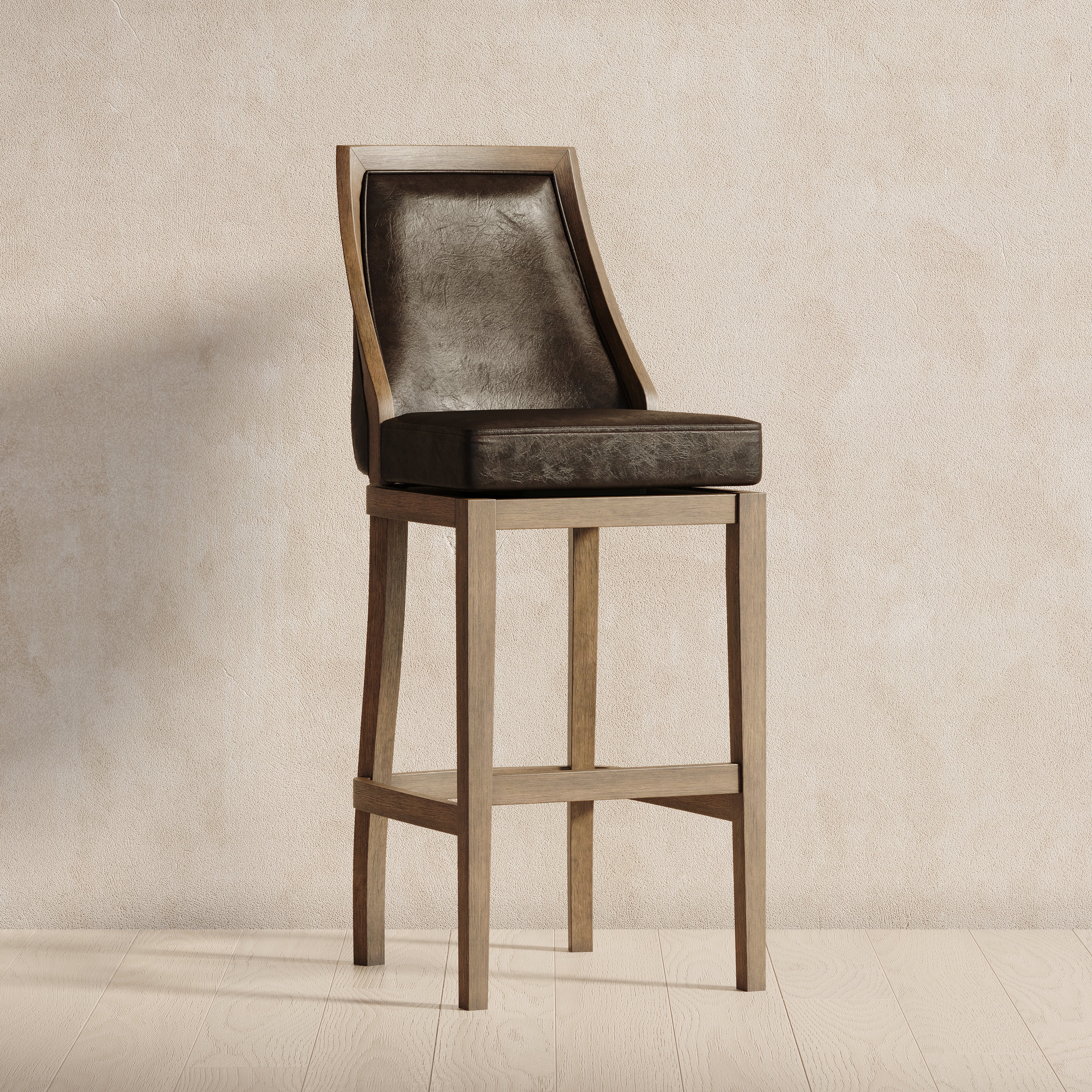 31" Vienna Bar Stool in Walnut Finish with Marksman Saddle Vegan Leather in Stools by Maven Lane