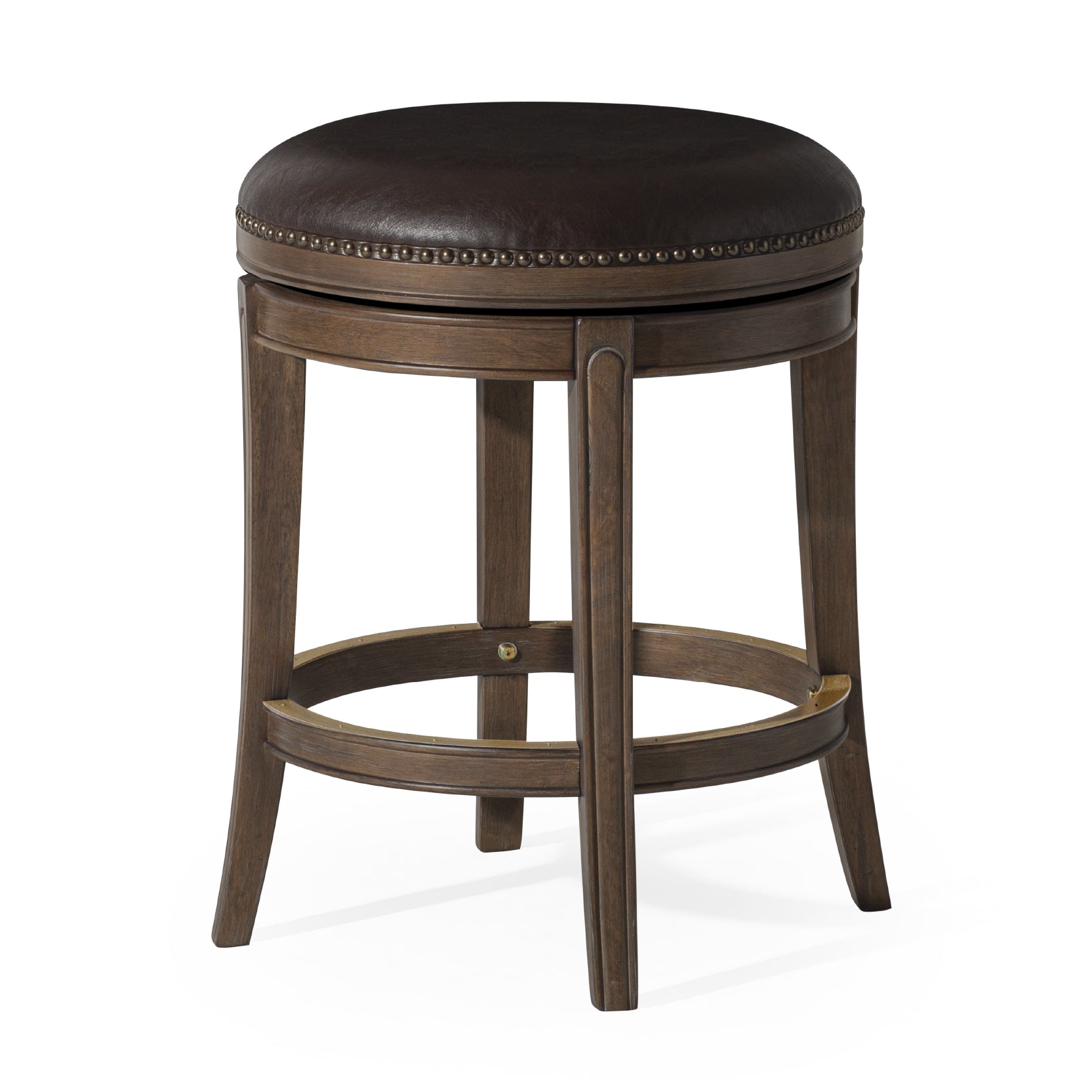 26" Alexander Backless Counter Stool in Walnut Finish with Marksman Saddle Vegan Leather in Stools by Maven Lane