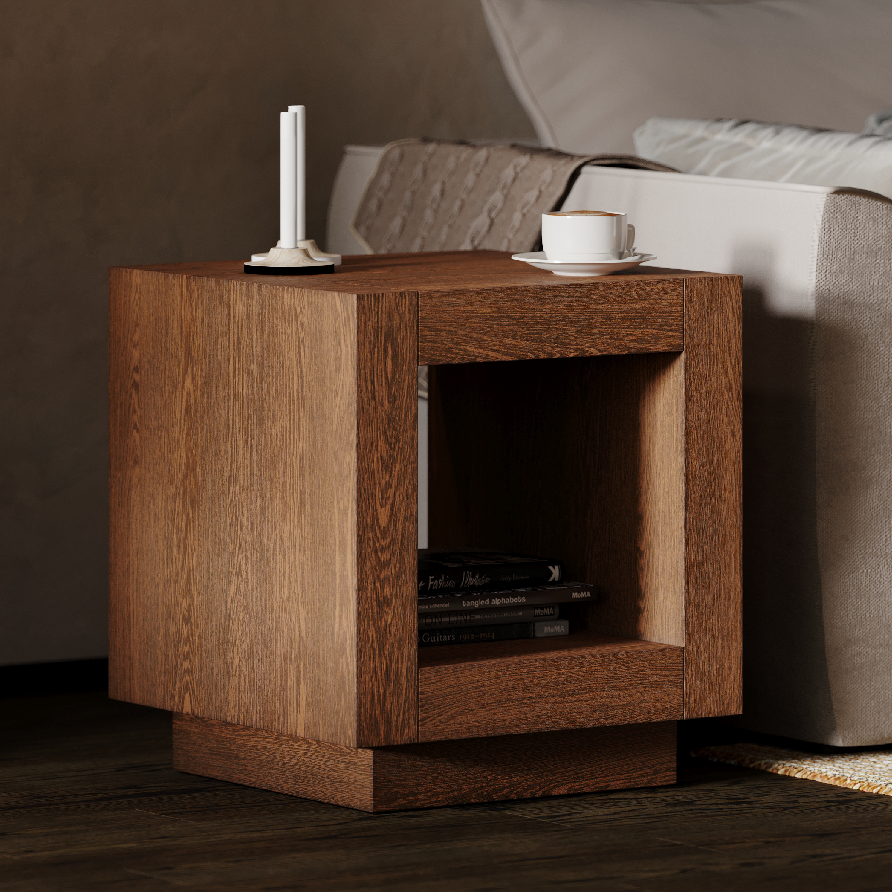 Artemis Contemporary Wooden Side Table in Refined Brown Finish in Accent Tables by Maven Lane