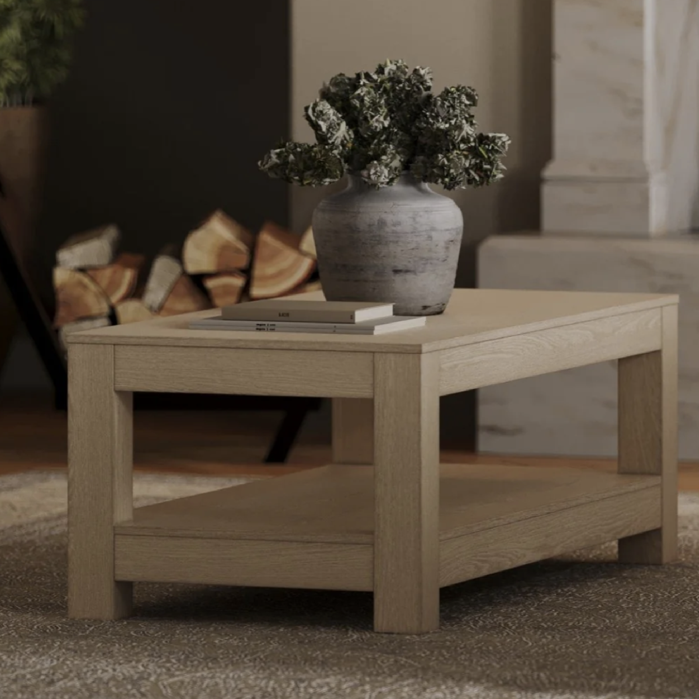 Paulo Wooden Coffee Table in Weathered Grey Finish