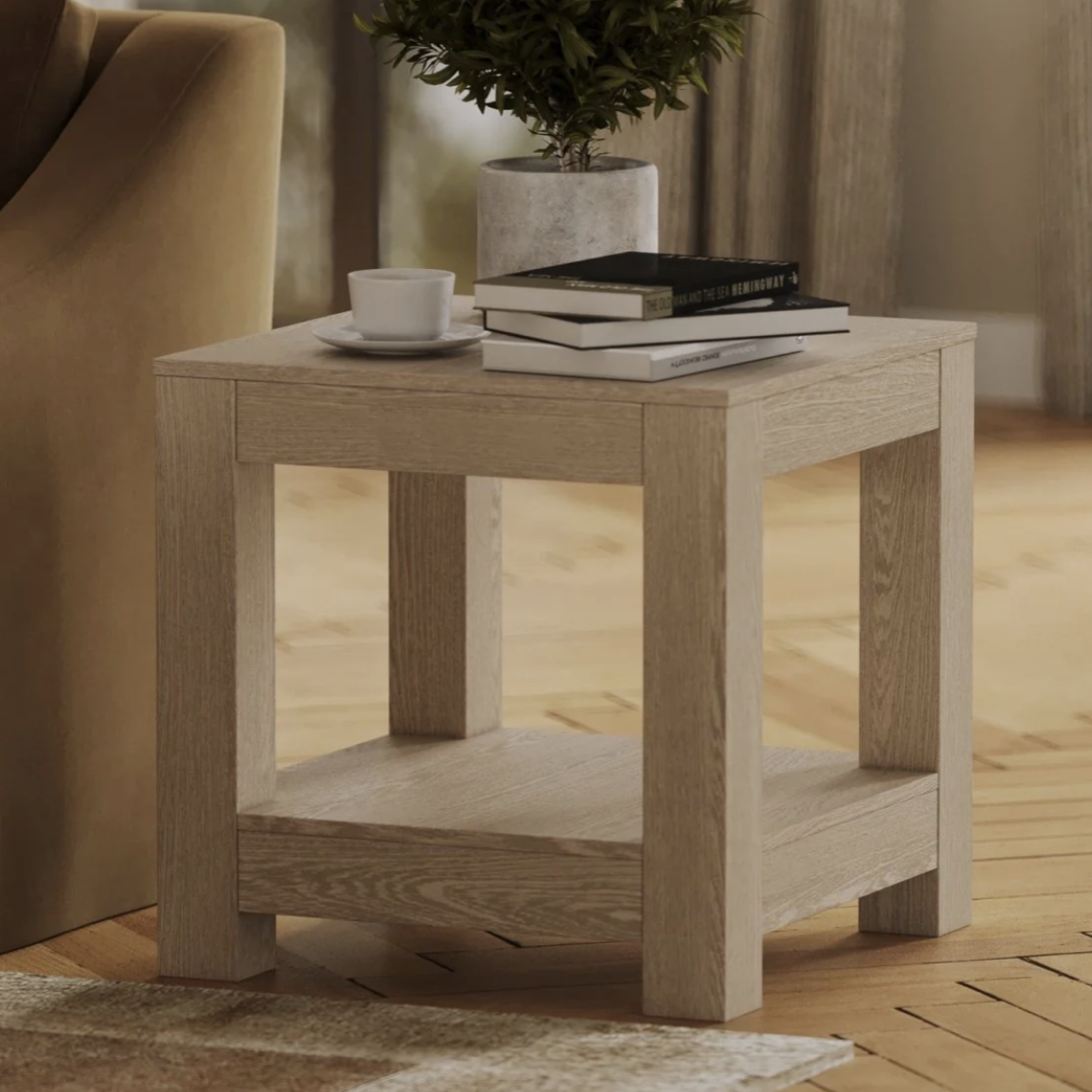 Paulo Wooden Side Table in Weathered White Finish in Accent Tables by Maven Lane