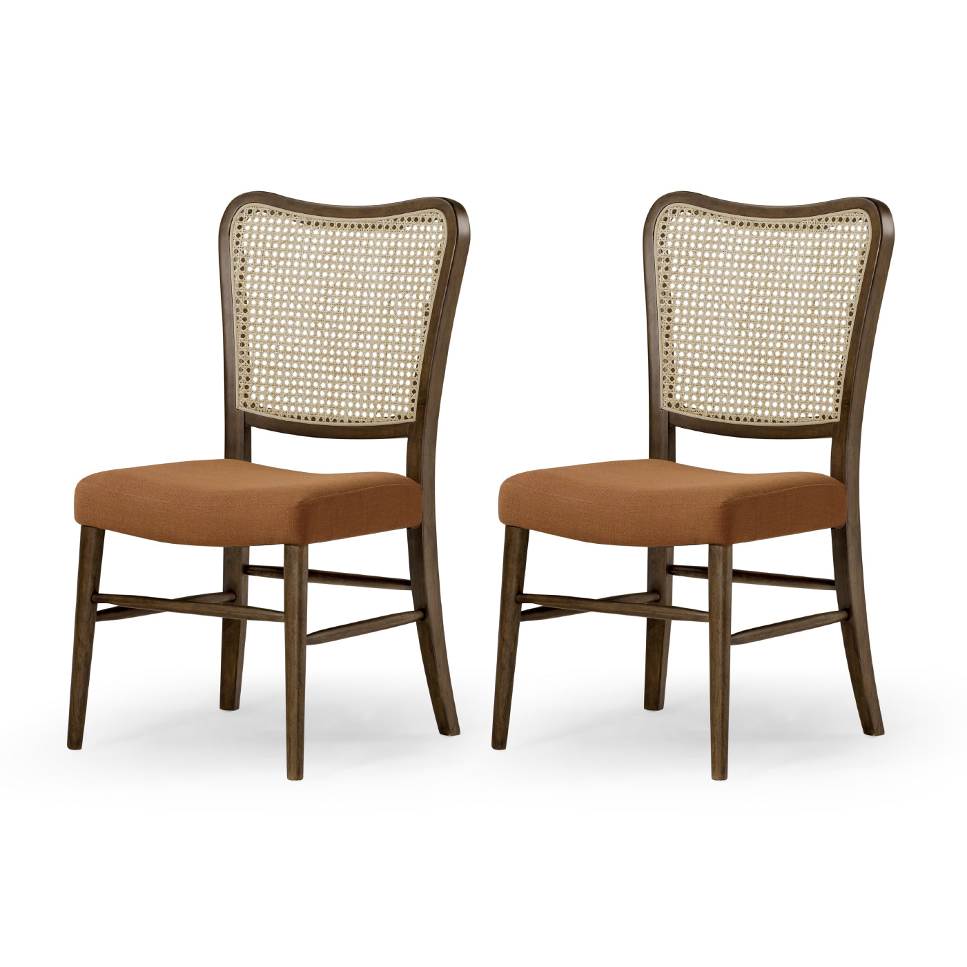 Vera Dining Chair in Brown Finish and Brown Canvas Fabric Upholstery, Set of 2 in Dining Chair by Maven Lane