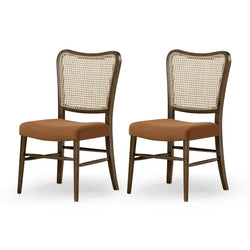 Vera Dining Chair in Brown Finish and Brown Canvas Fabric Upholstery, Set of 2 in Dining Chair by Maven Lane