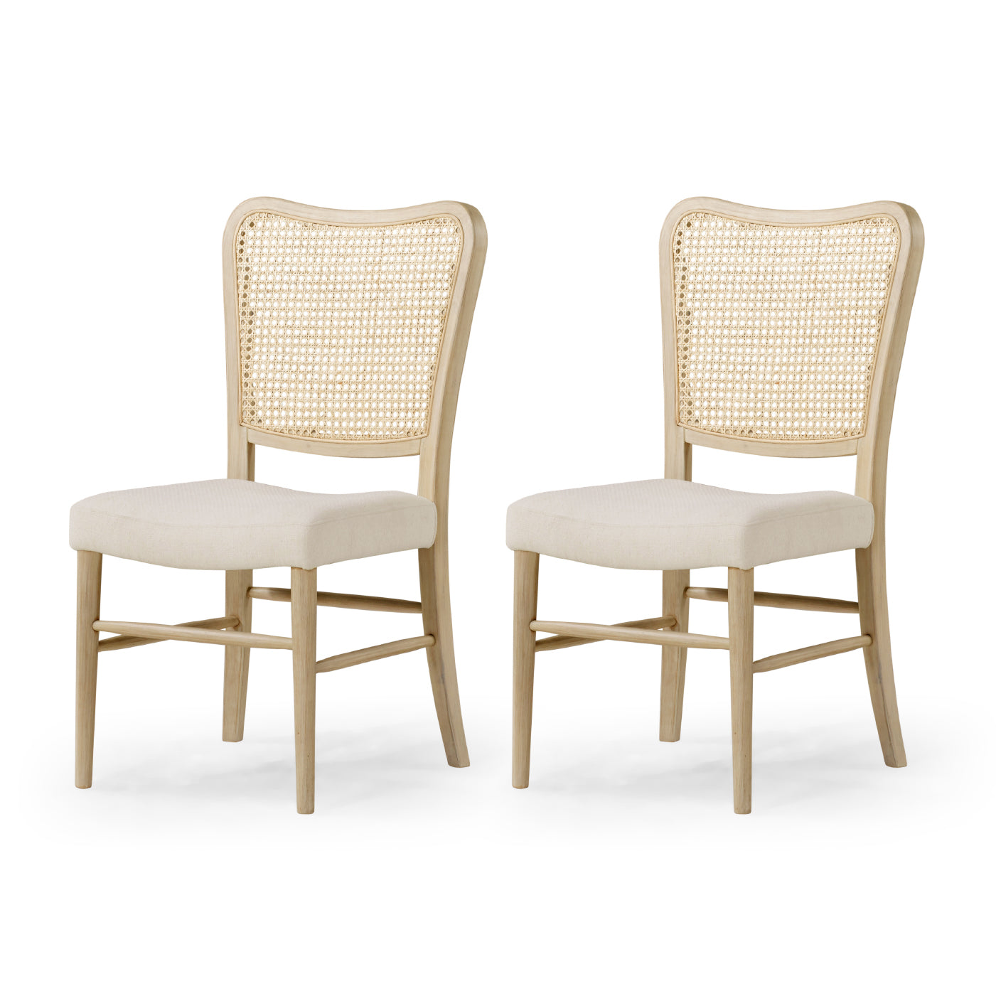 Vera Dining Chair in Aged White with Cream Weave Fabric, Set of 2 in Dining Chair by Maven Lane