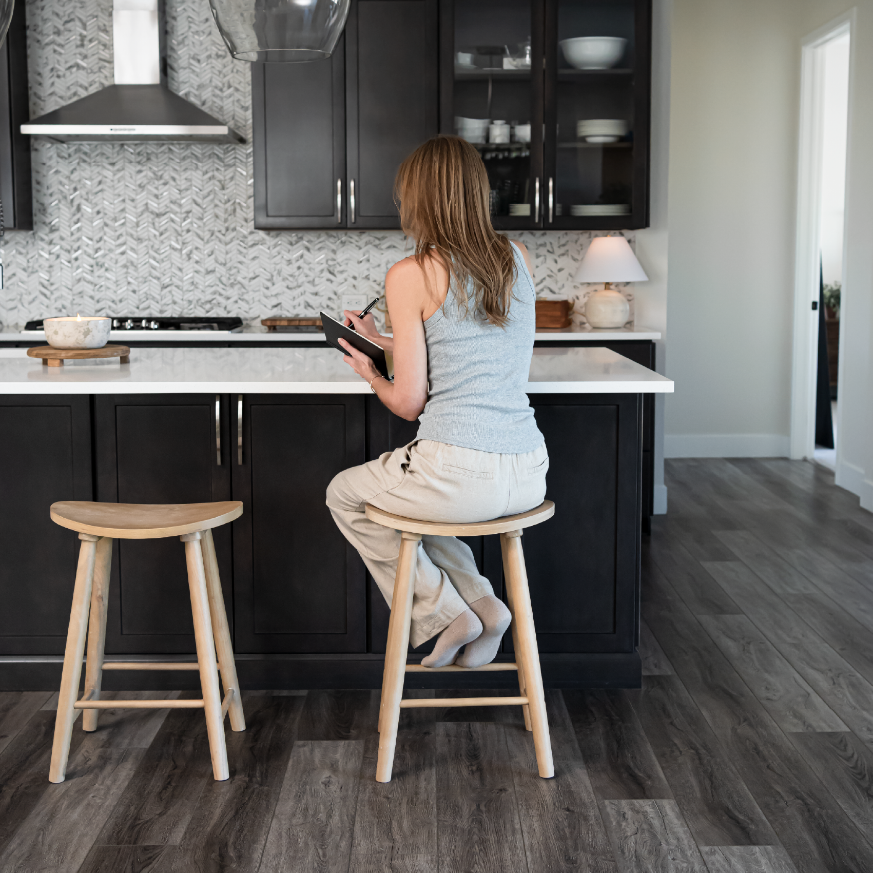Luna Counter Height Kitchen Stool - Light Oak Wood Finish in Stools by Maven Lane