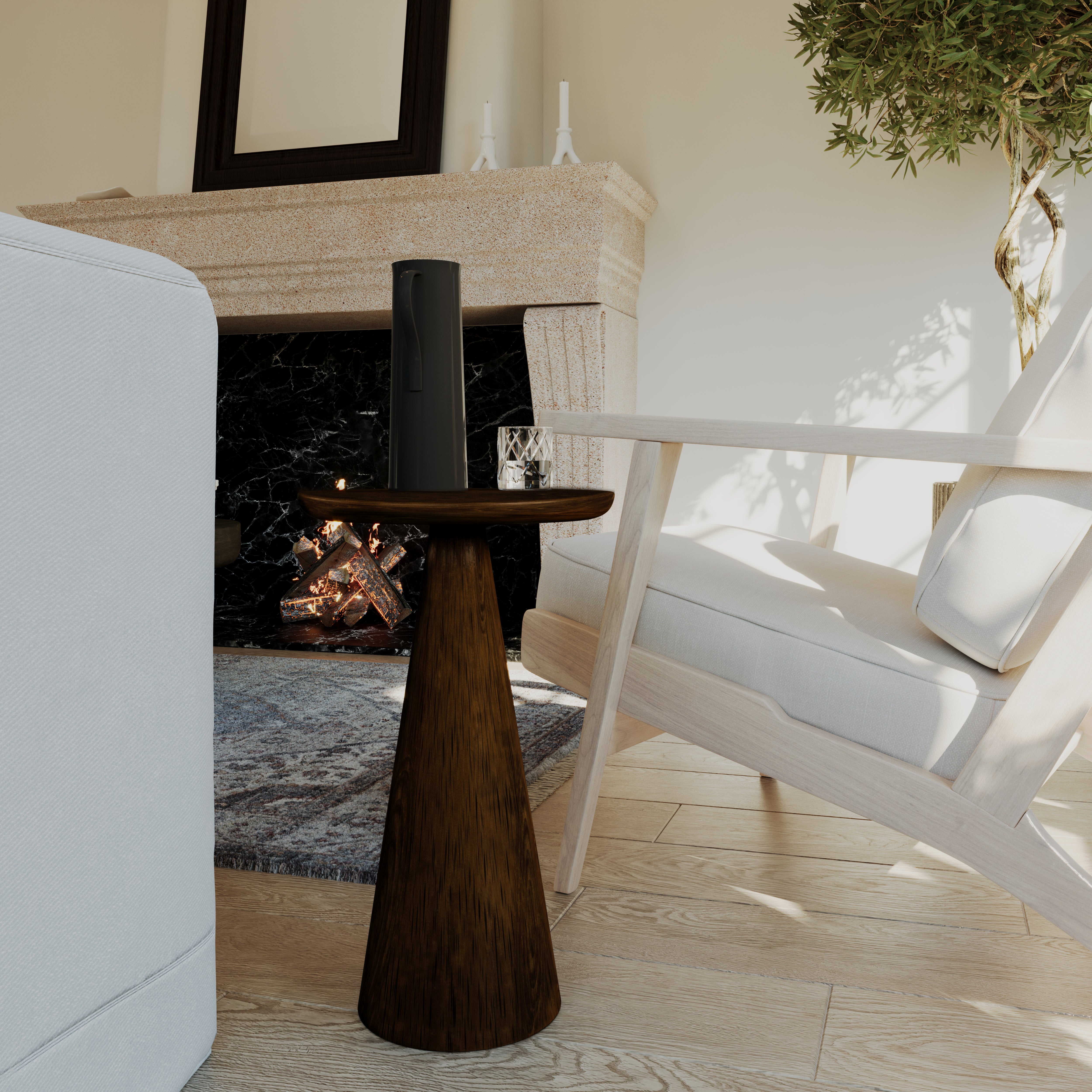 Owen Rustic Wooden Drink Table In Aged Brown in Accent Tables by Maven Lane