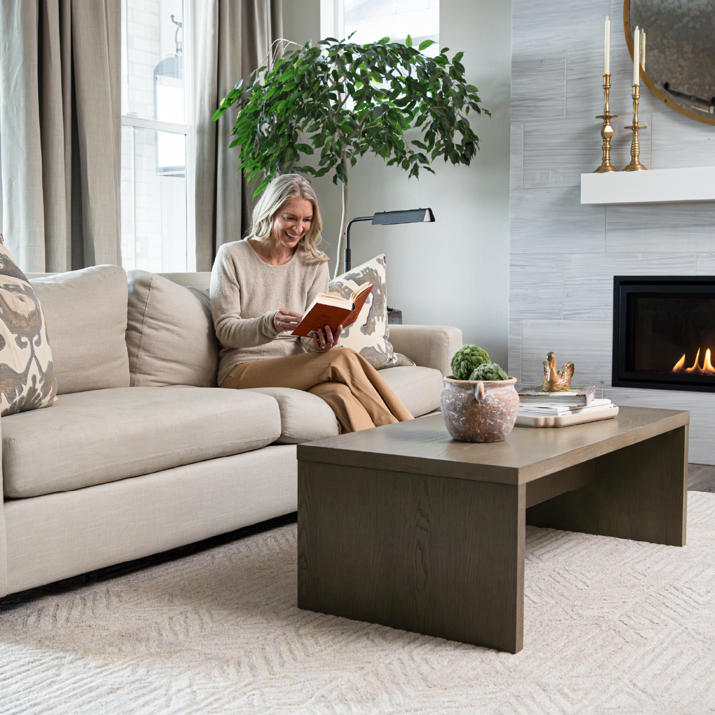 Zeno Rectangular Coffee Table in Aged Grey