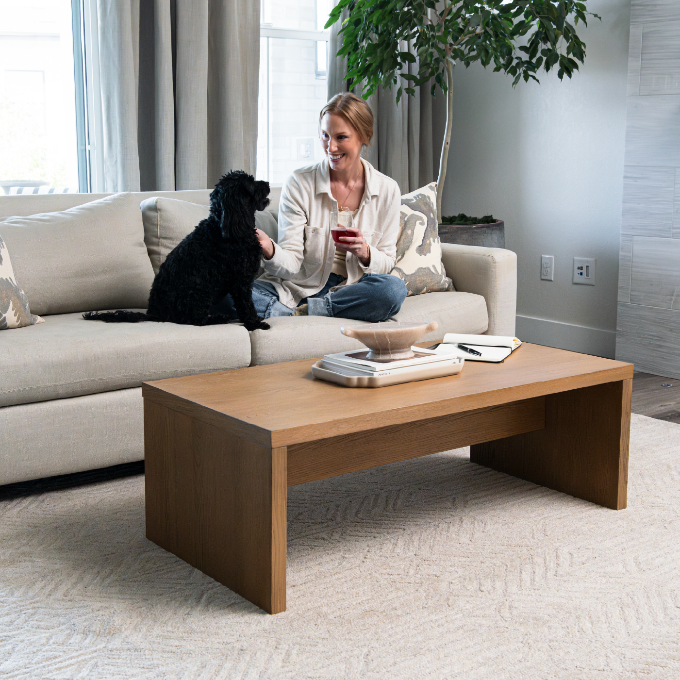 Zeno Rectangular Coffee Table in Aged Natural