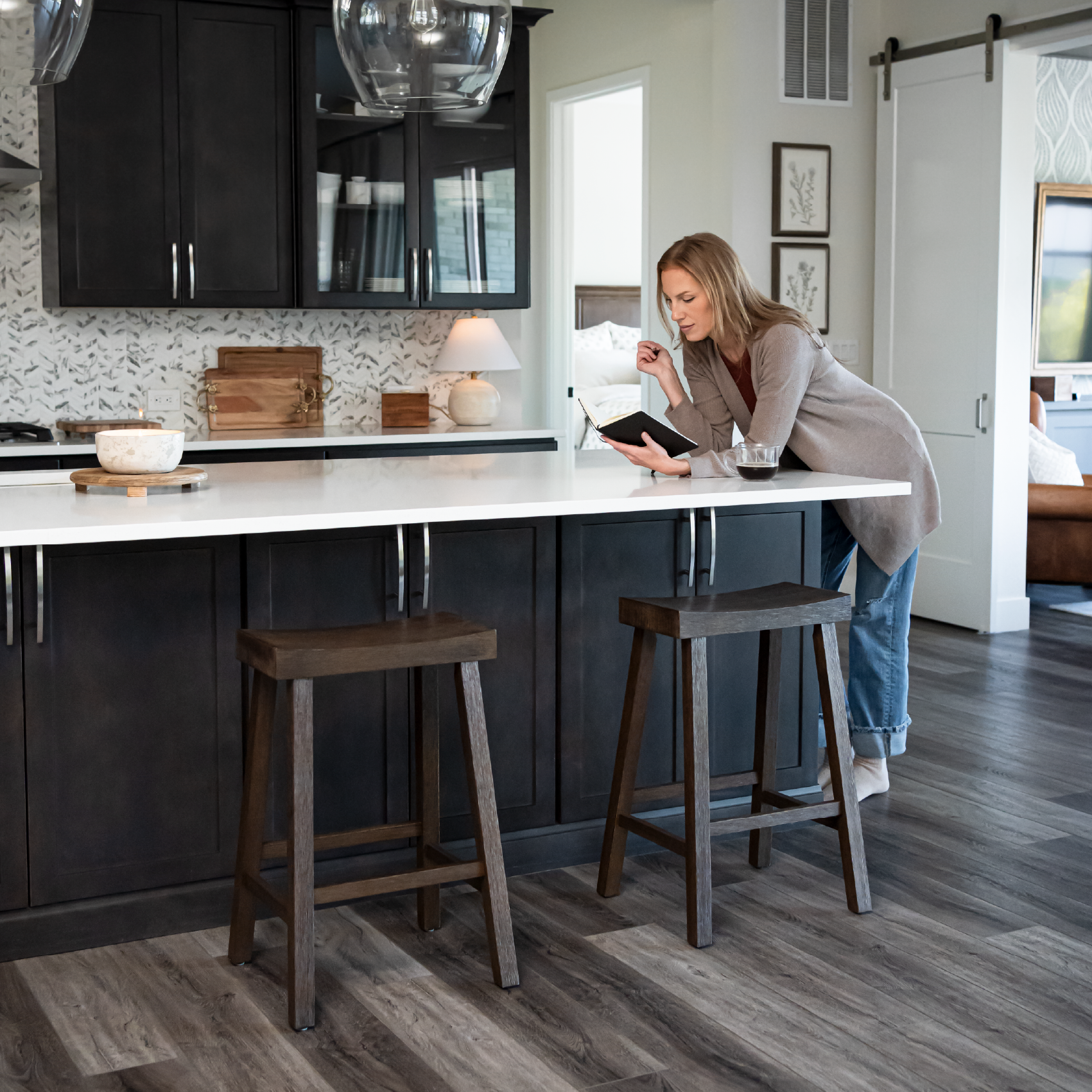Vincent Counter Height Kitchen Stool - Antiqued Brown Finish in Stools by Maven Lane