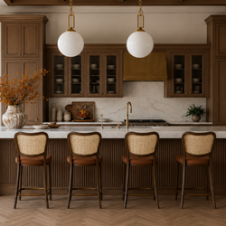 Vera Counter Stool in Brown Finish and Brown Fabric Upholstery in Stools by Maven Lane