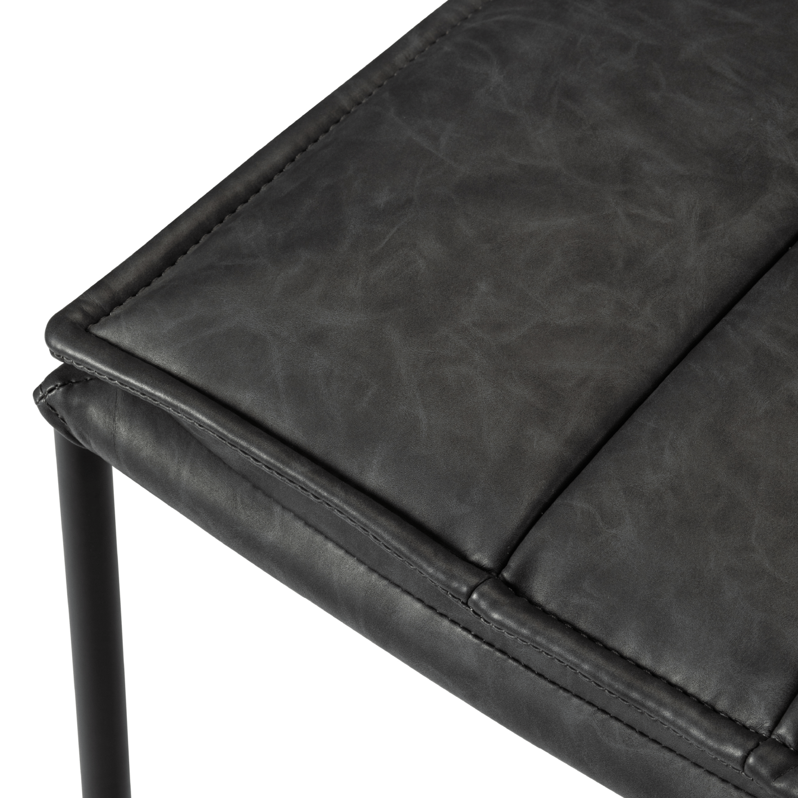 25" Gerard Counter Stool in Matte Black Finish with Charcoal Black Vegan Leather in Maven Lane by Maven Lane