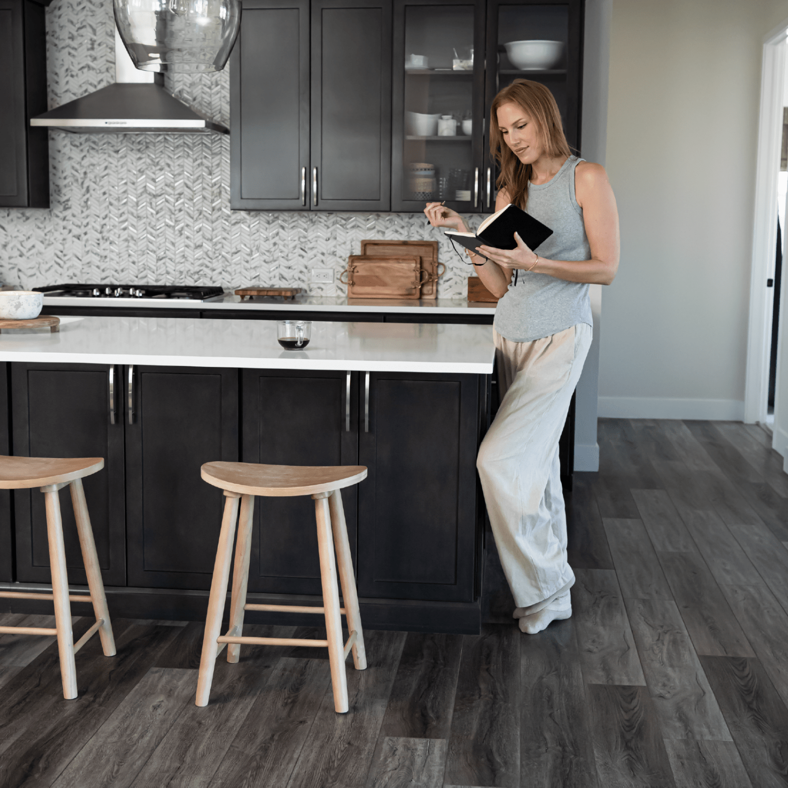 25" Luna Counter Stool in Oak Wood Finish in Stools by Maven Lane