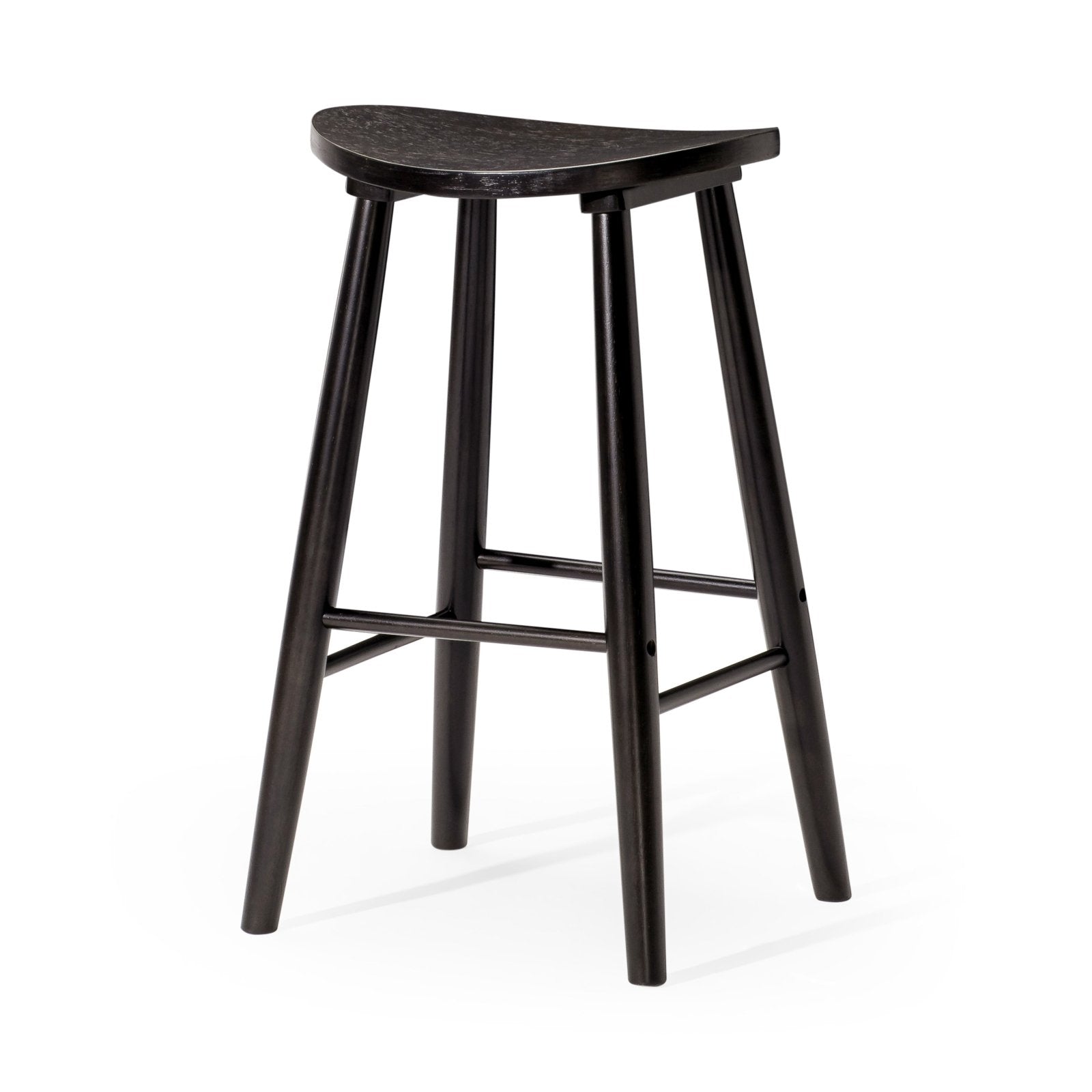 25" Luna Counter Stool in Rustic Black Wood Finish in Stools by Maven Lane