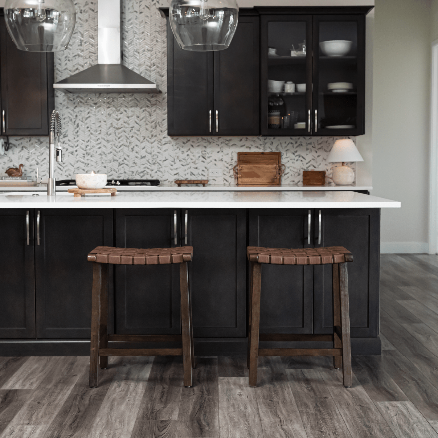 25" Noah Backless Counter Stool in Aged Brown Finish with Cocoa Brown Vegan Leather in Stools by Maven Lane