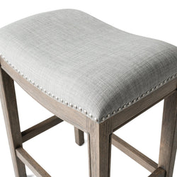 Adrien Saddle Counter Stool in Grey Finish with Grey Fabric in Stools by Maven Lane