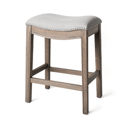 Adrien Saddle Counter Stool in Grey Finish with Grey Fabric